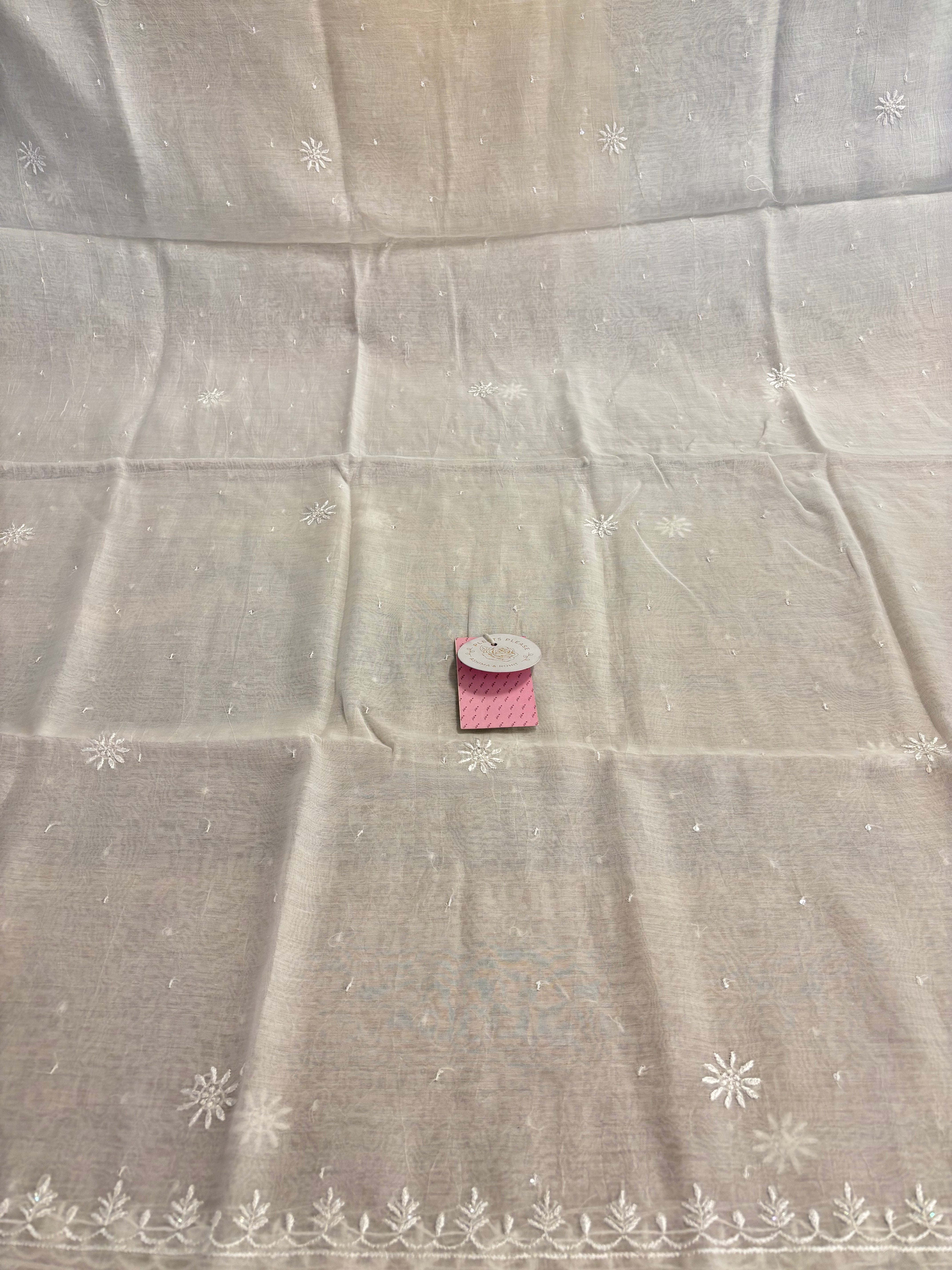 Dyeable Chanderi Daraz Chikankari Kurta & Dupatta