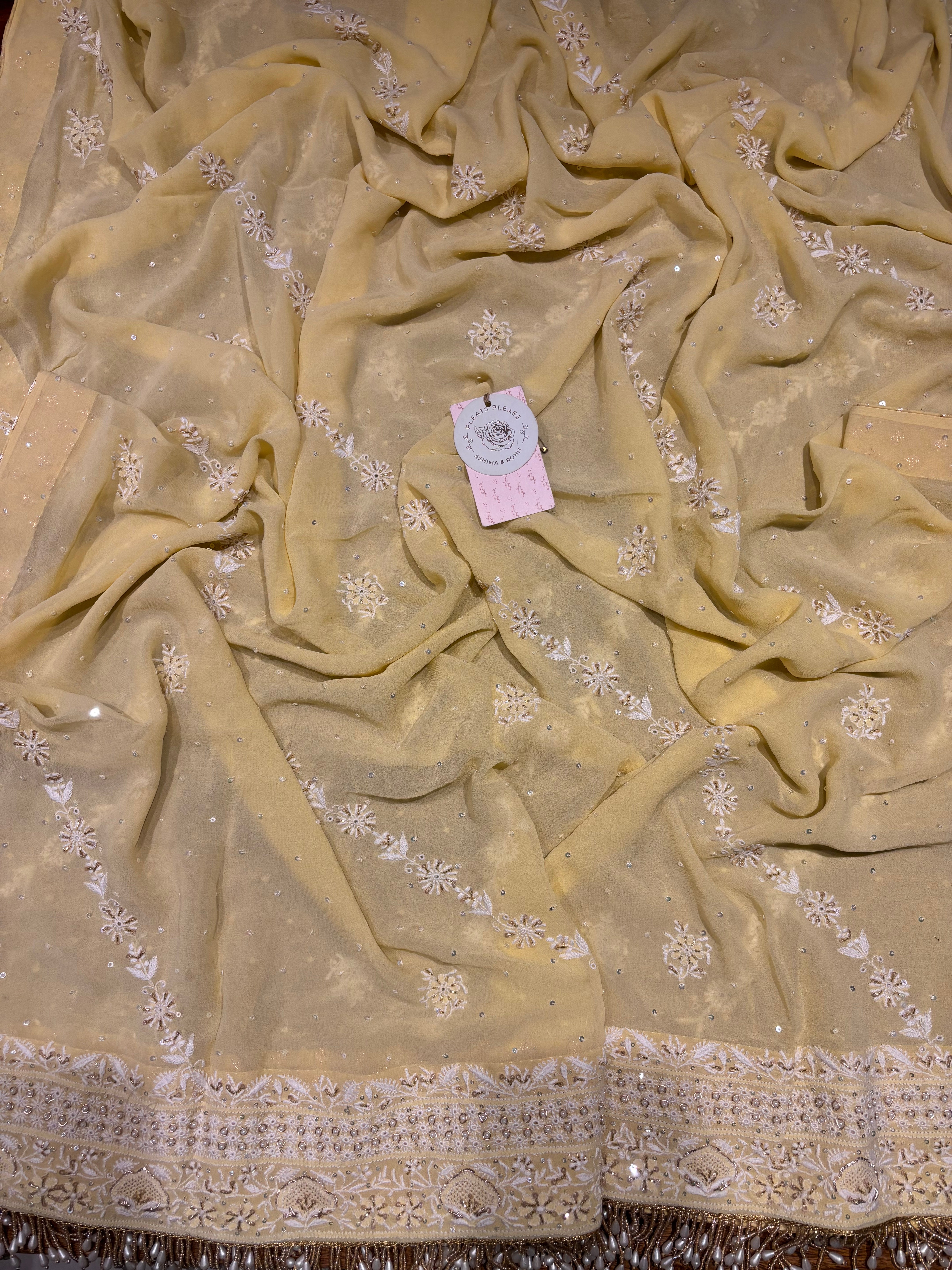Butter Yellow Pure & Premium Georgette Chikankari Anarkali & Dupatta Set