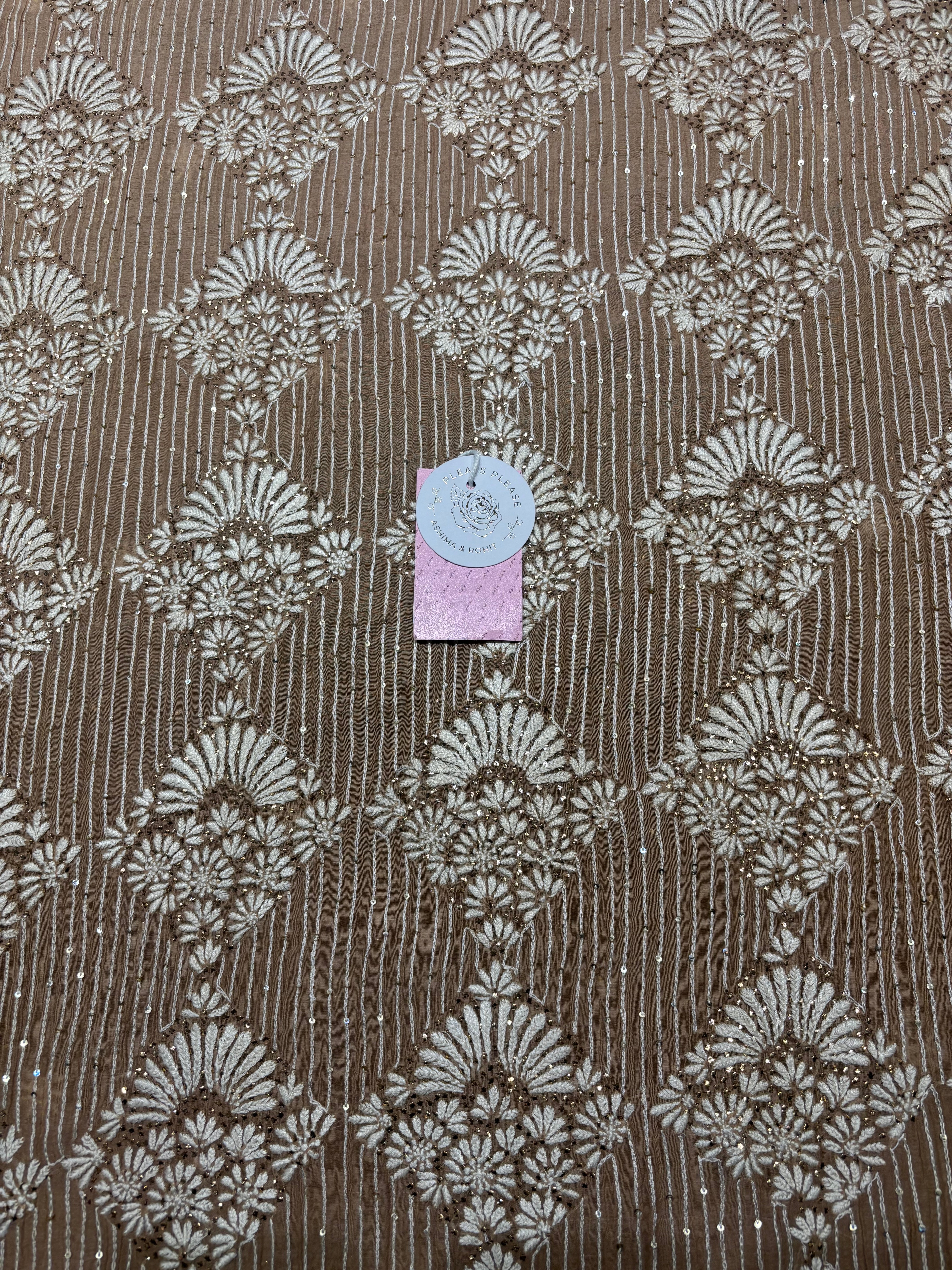 Brown Ombre Chanderi Mul Chikankari & Mukaish Kurta & Dupatta Set