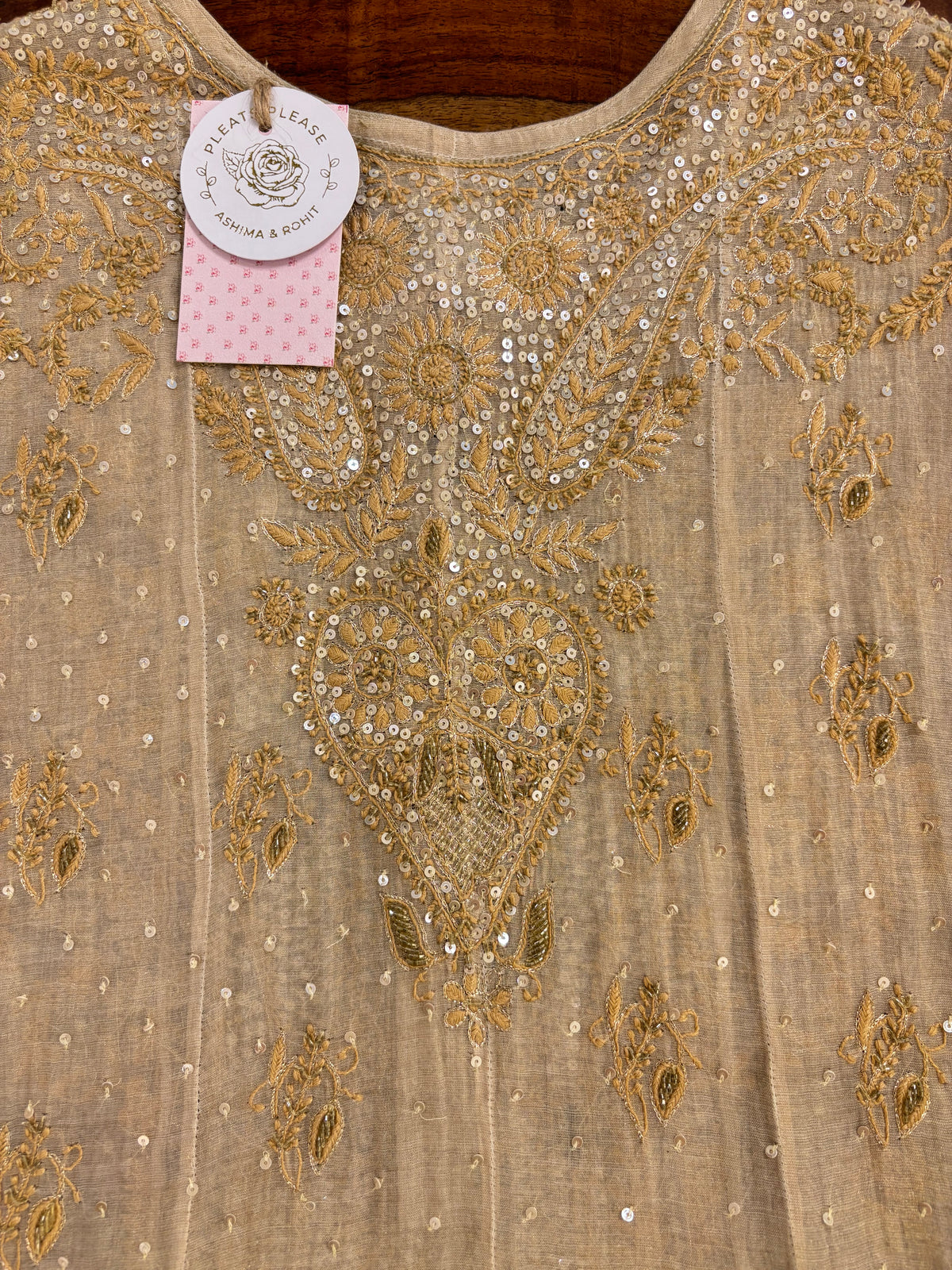 Dyeable Pure & Premium Tissue Chikankari Anarkali & Dupatta