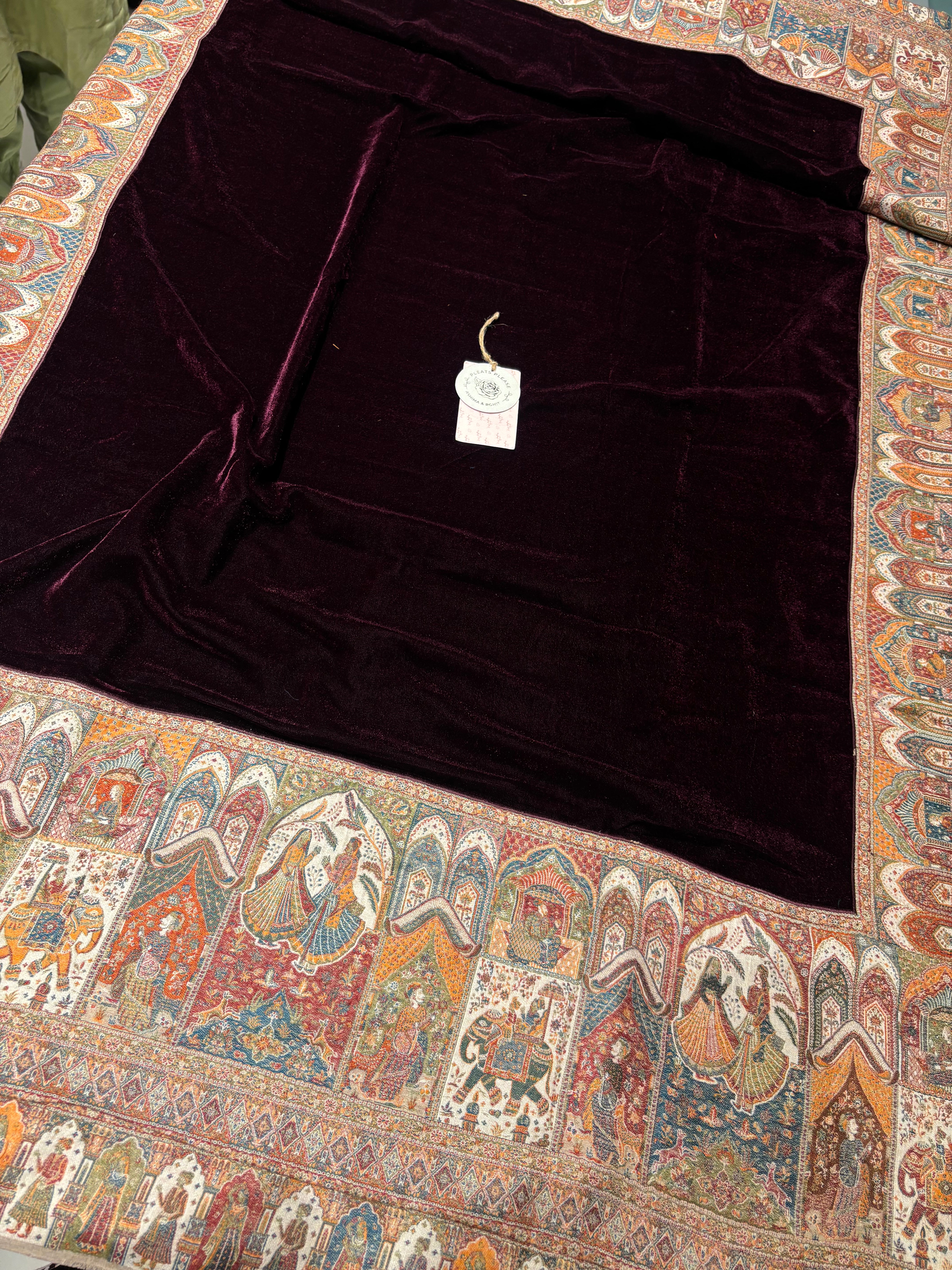 Wine Pure & Premium Velvet Shawl With Kaani Weave
