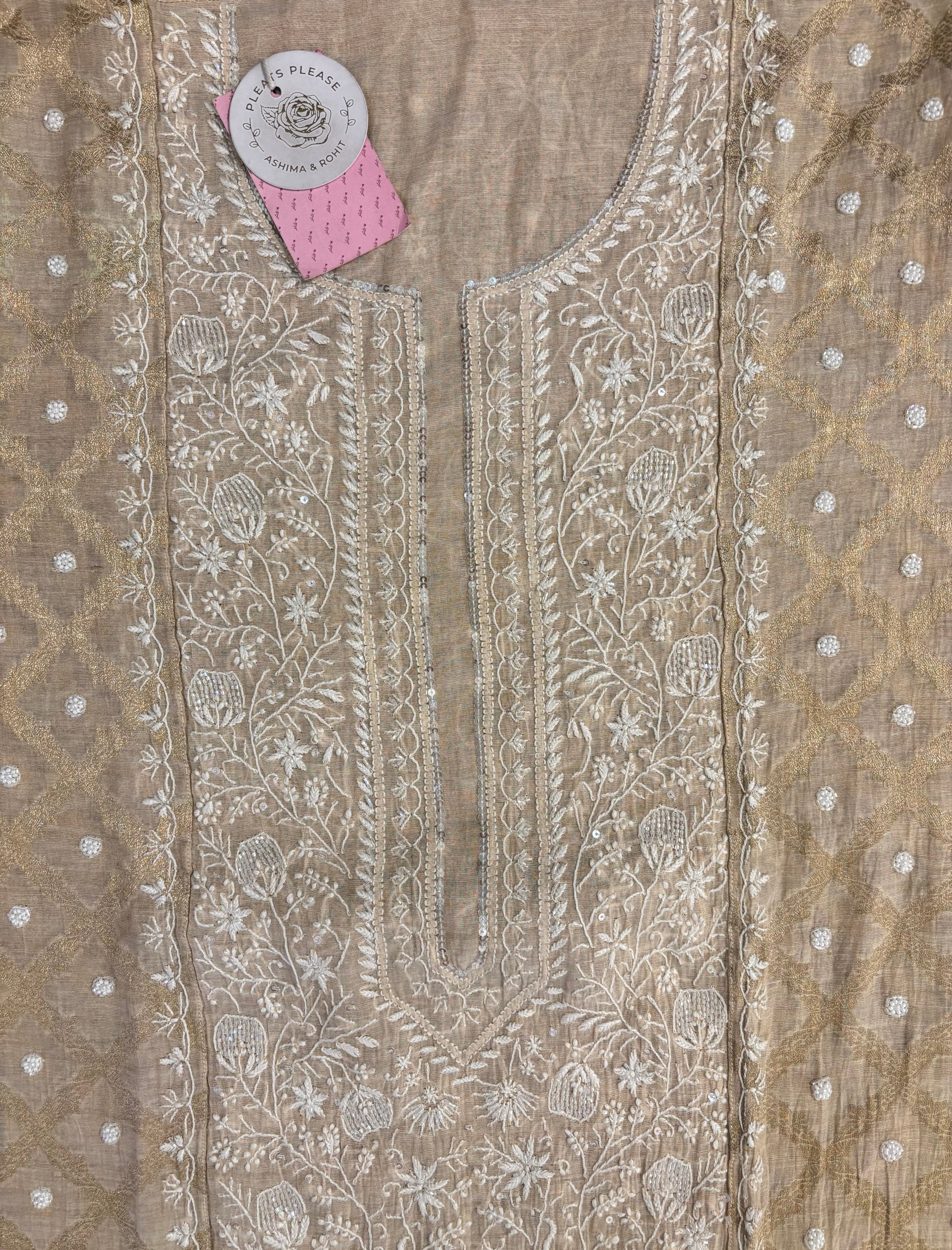 Dyeable Pure Tissue Chikankari Kurta & Dupatta
