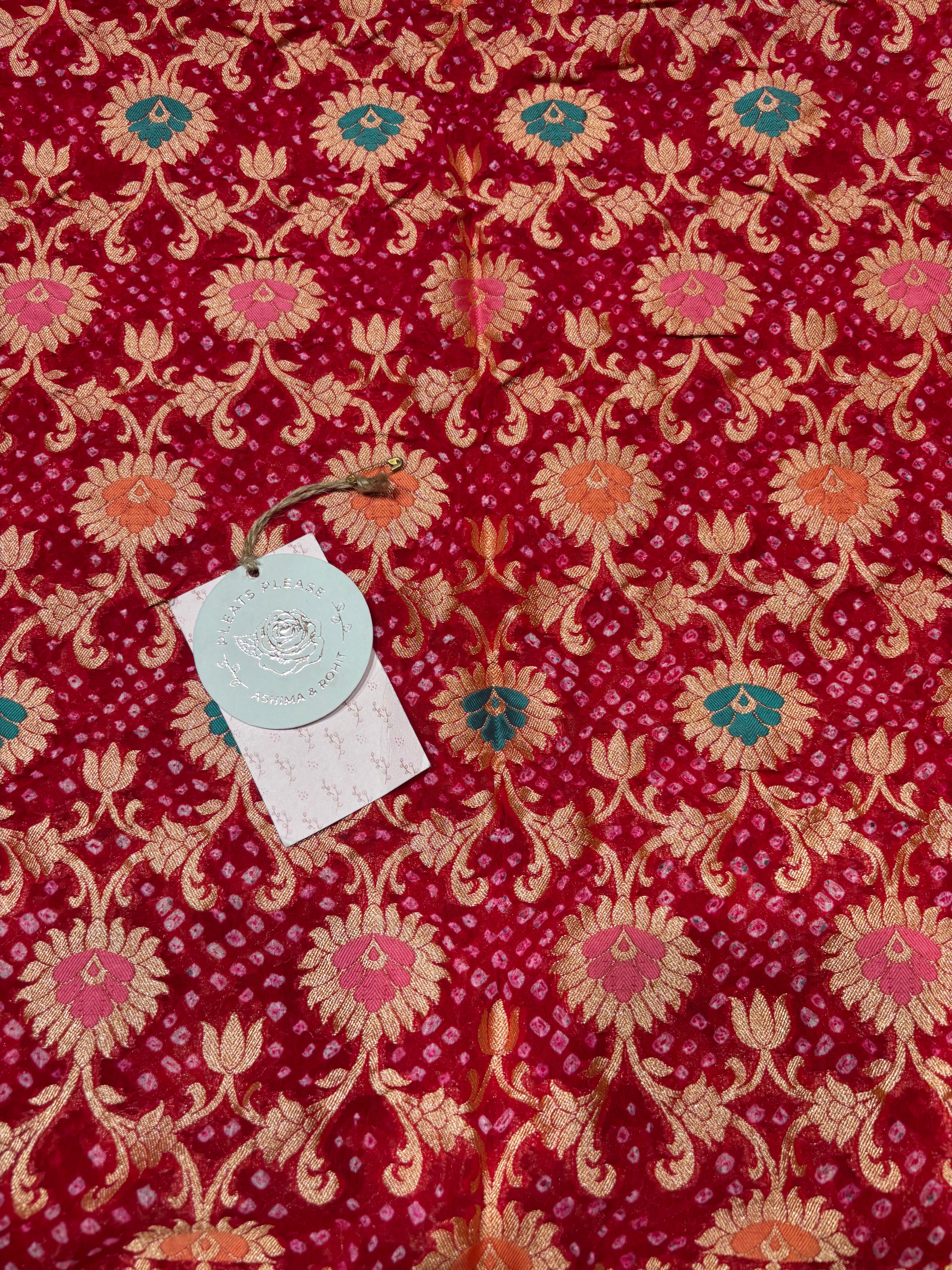 Red Bandhej Khaddi Georgette Dupatta