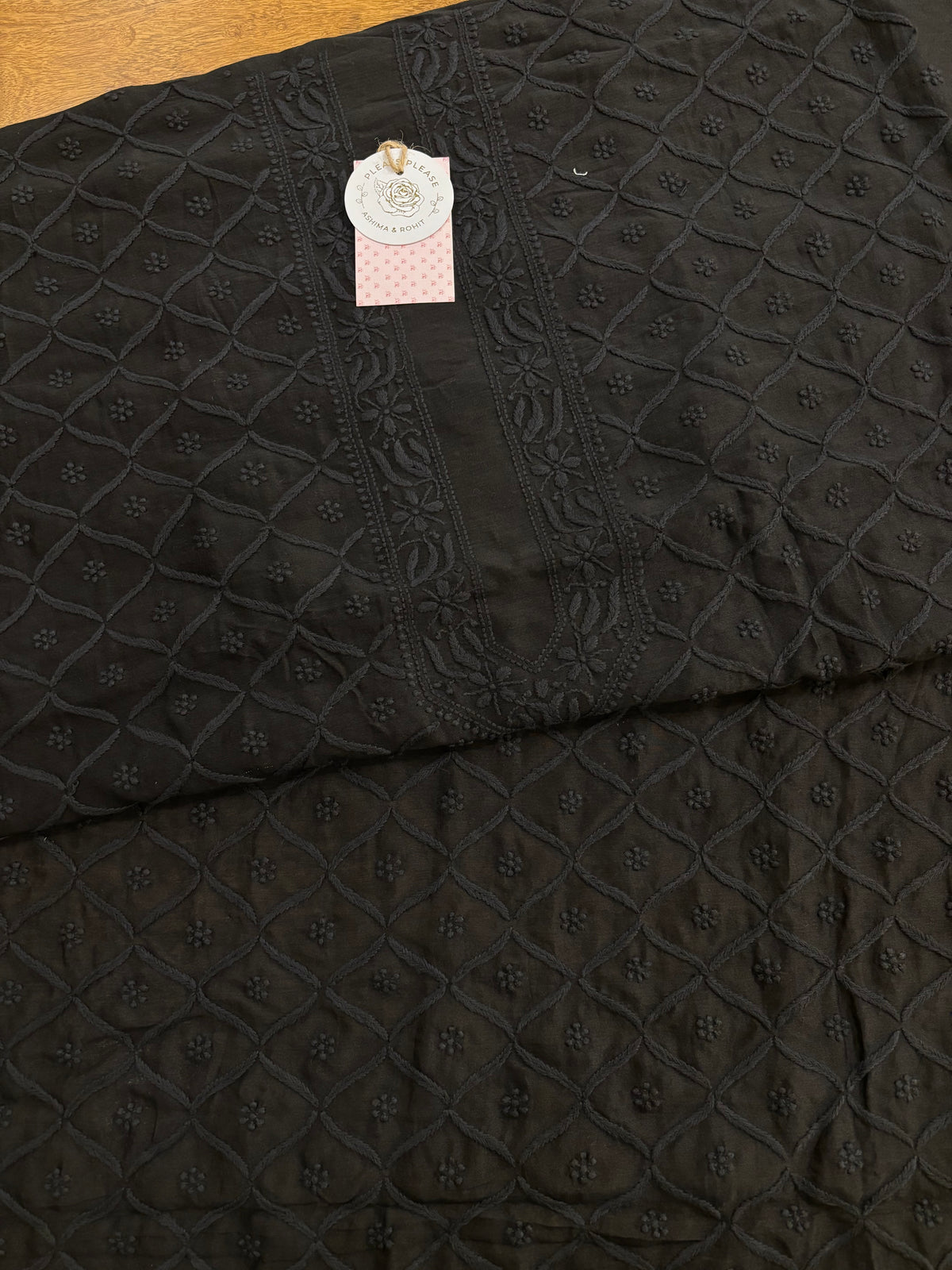 Black Chanderi Men’s Chikankari Kurta