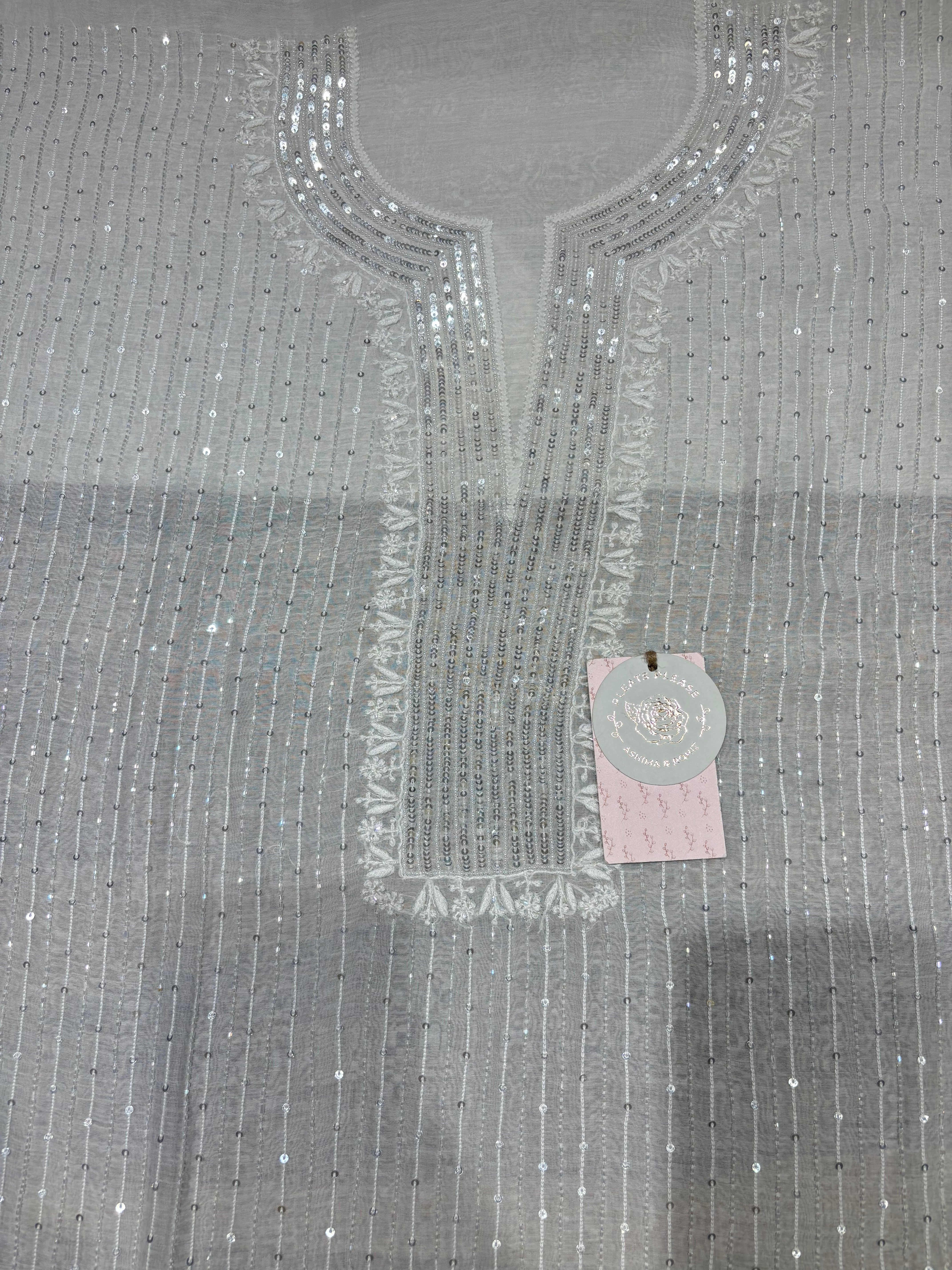 Dyeable Chanderi Mul Chikankari Kurta & Dupatta Fabric