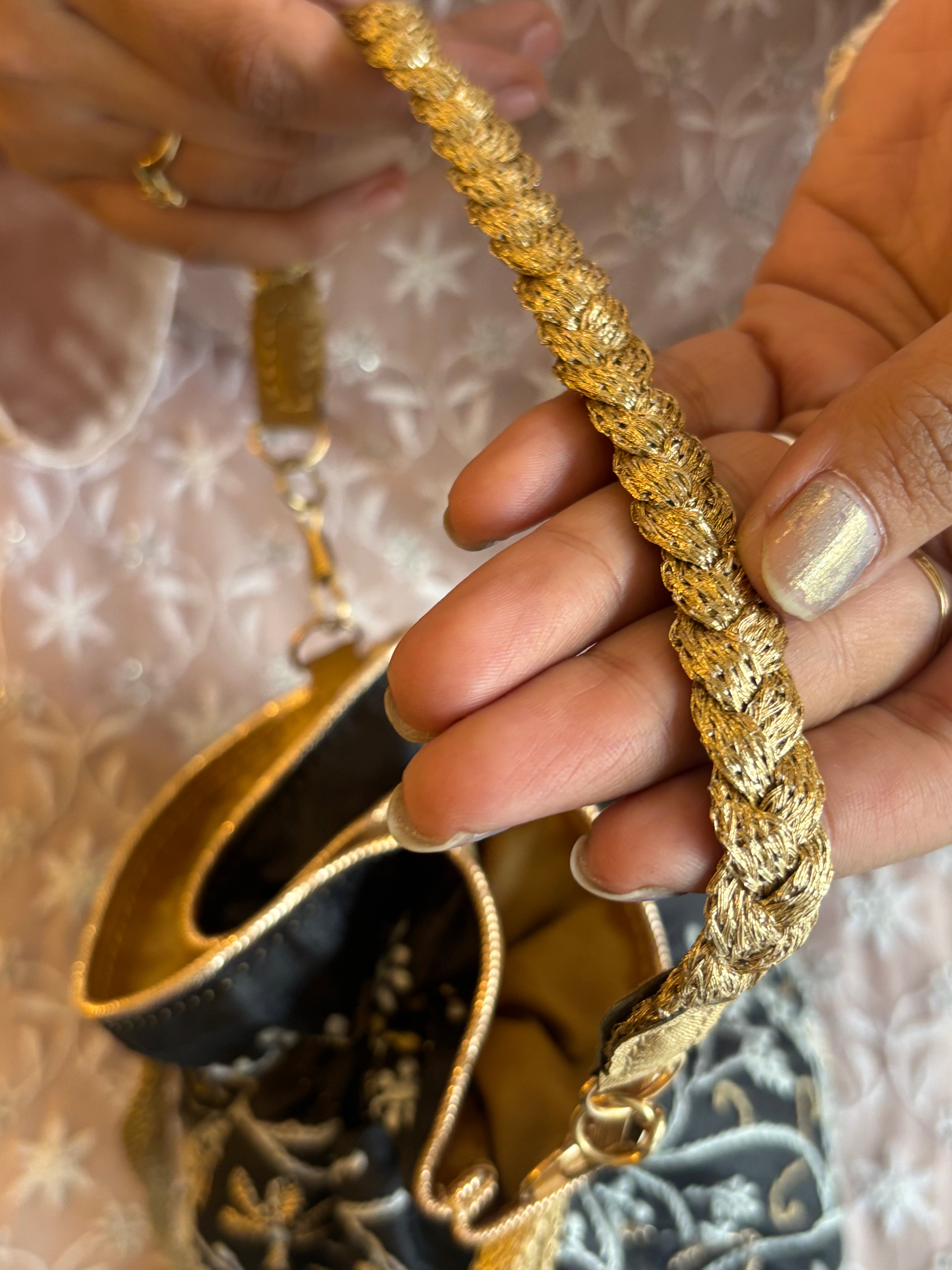 Black Chikankari Potli