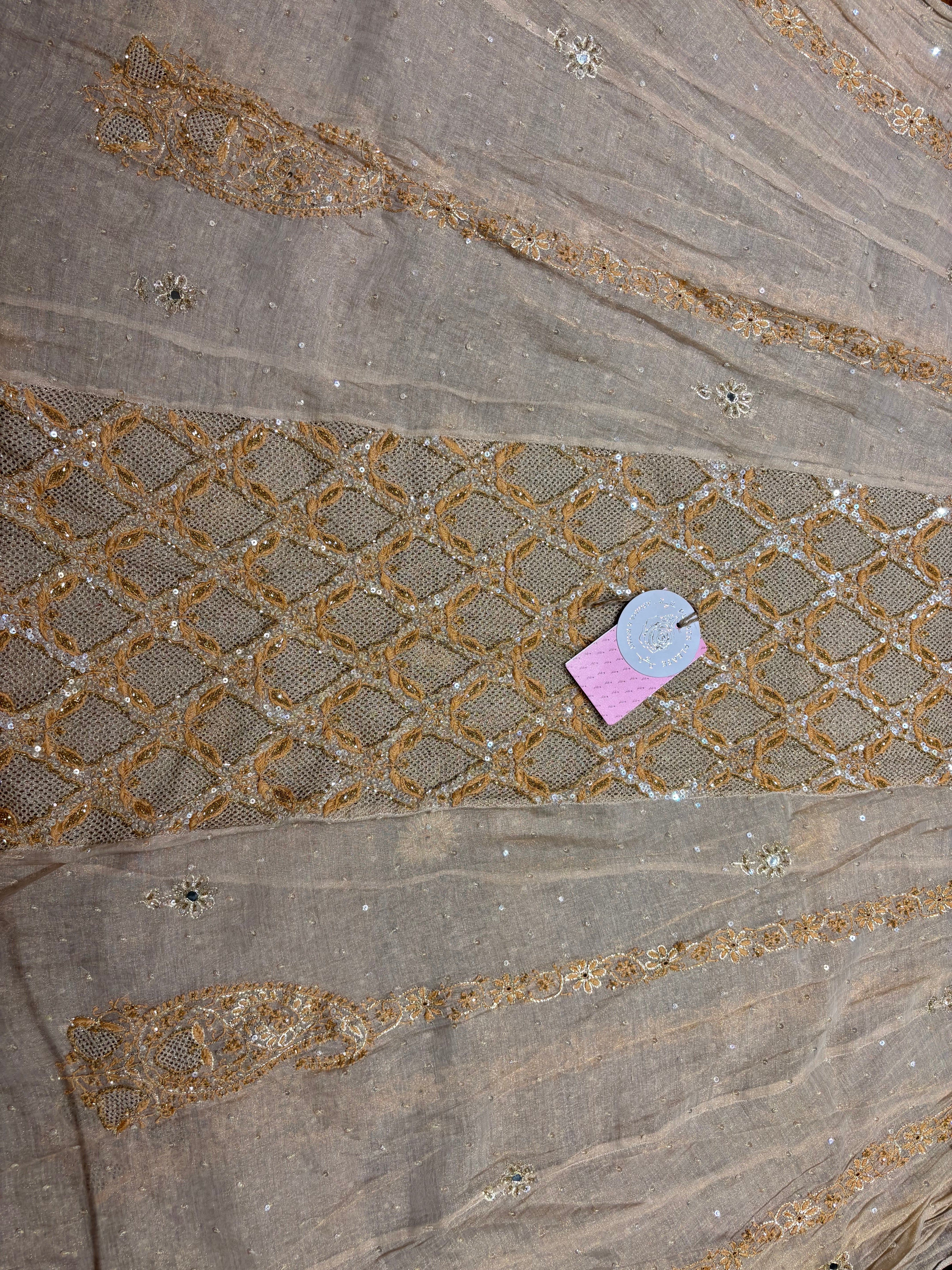 Dyeable Pure & Premium Tissue Chikankari Jaali Anarkali & Dupatta Set