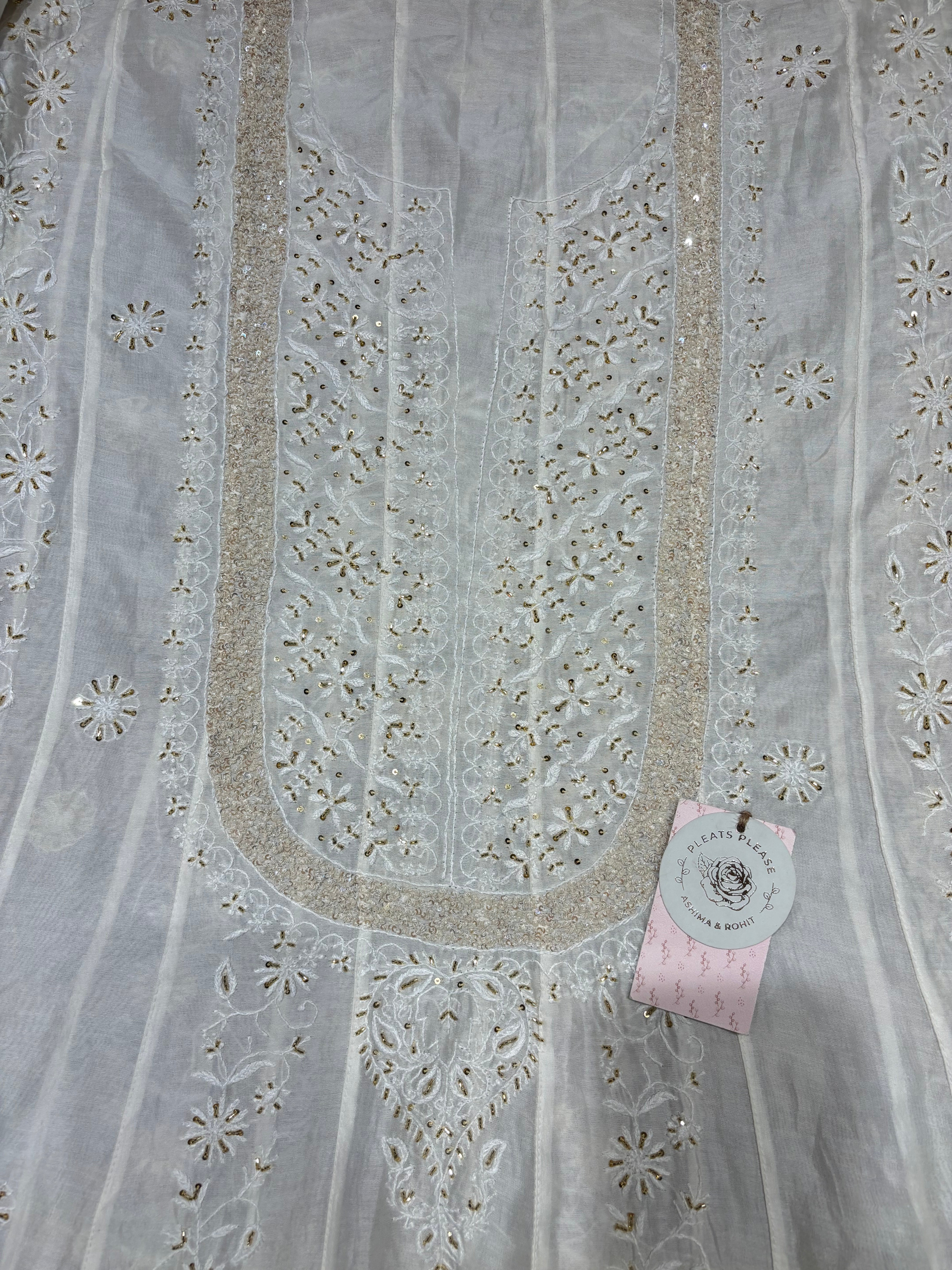 Dyeable Chanderi Silk Chikankari Anarkali & Dupatta Set