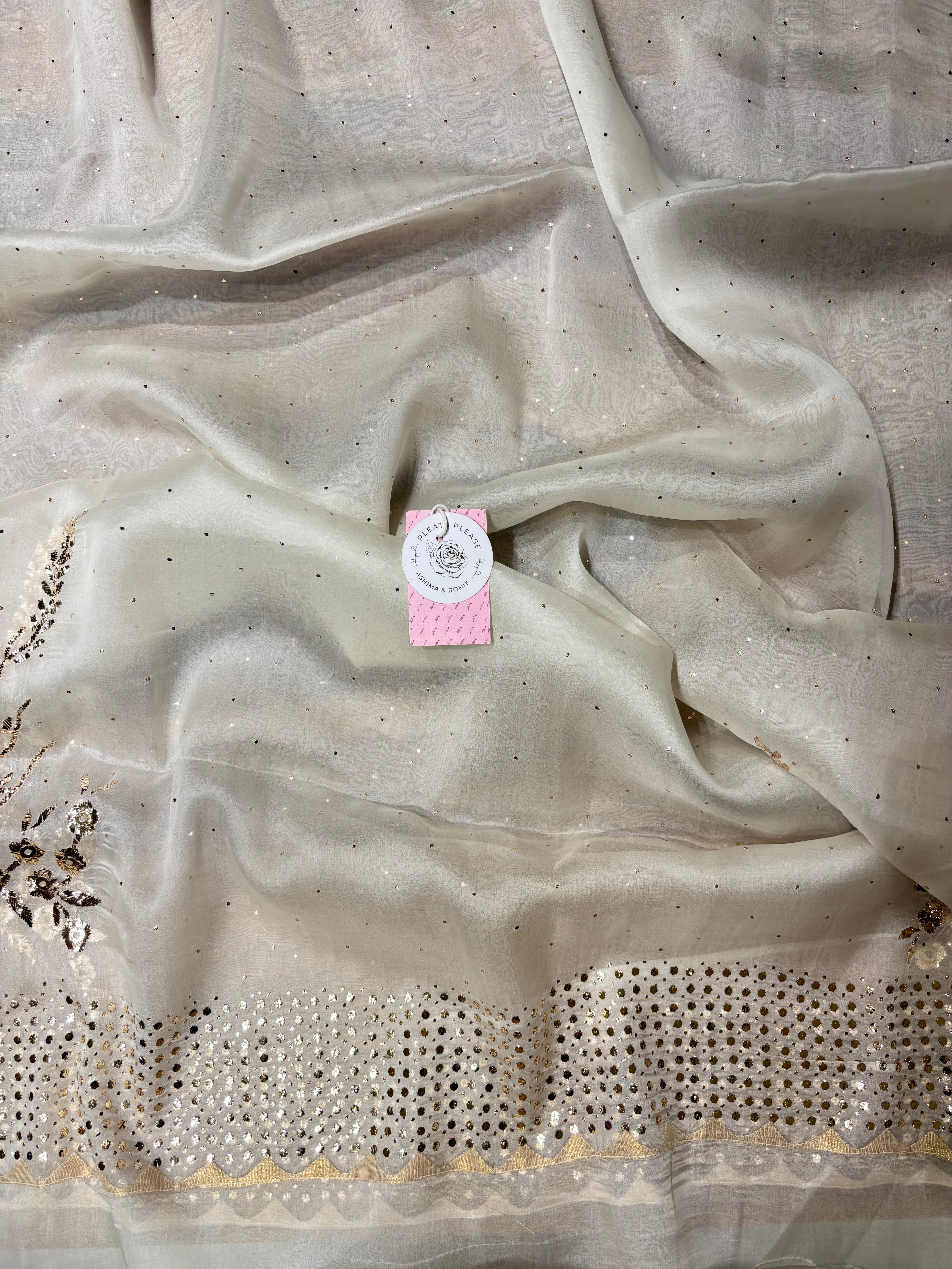 Dyeable Pure Organza Silk Mukaish Kurta & Dupatta