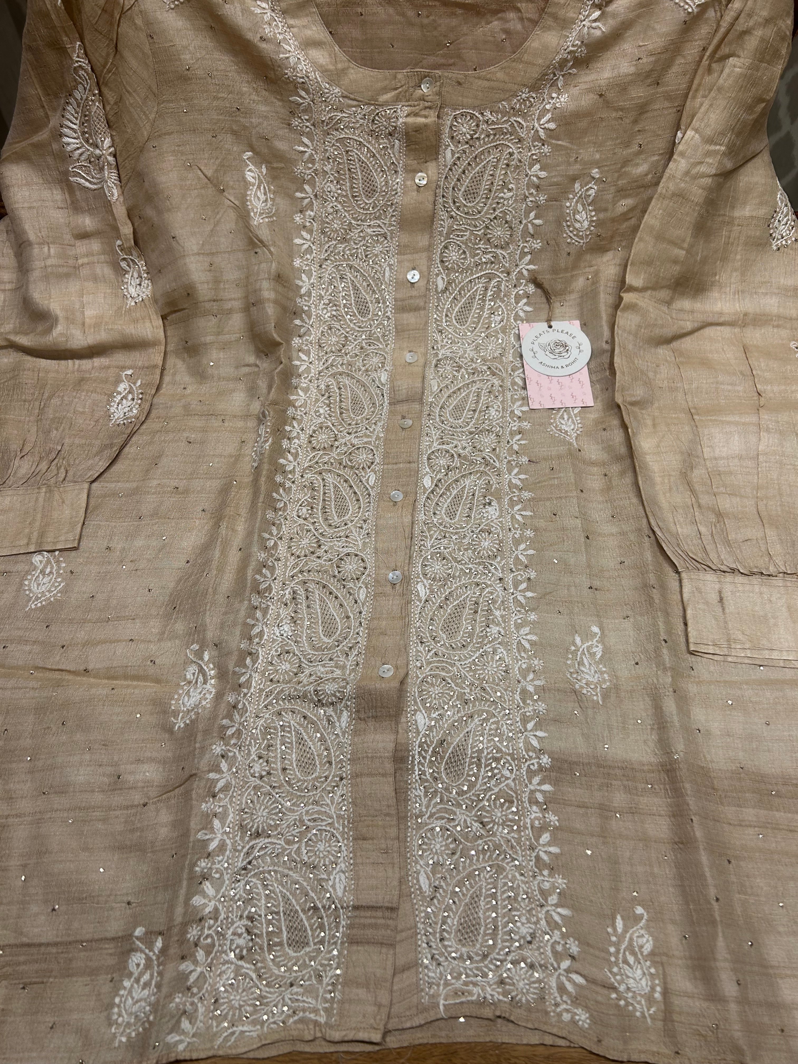Natural Silk Chikankari Co-ord Set