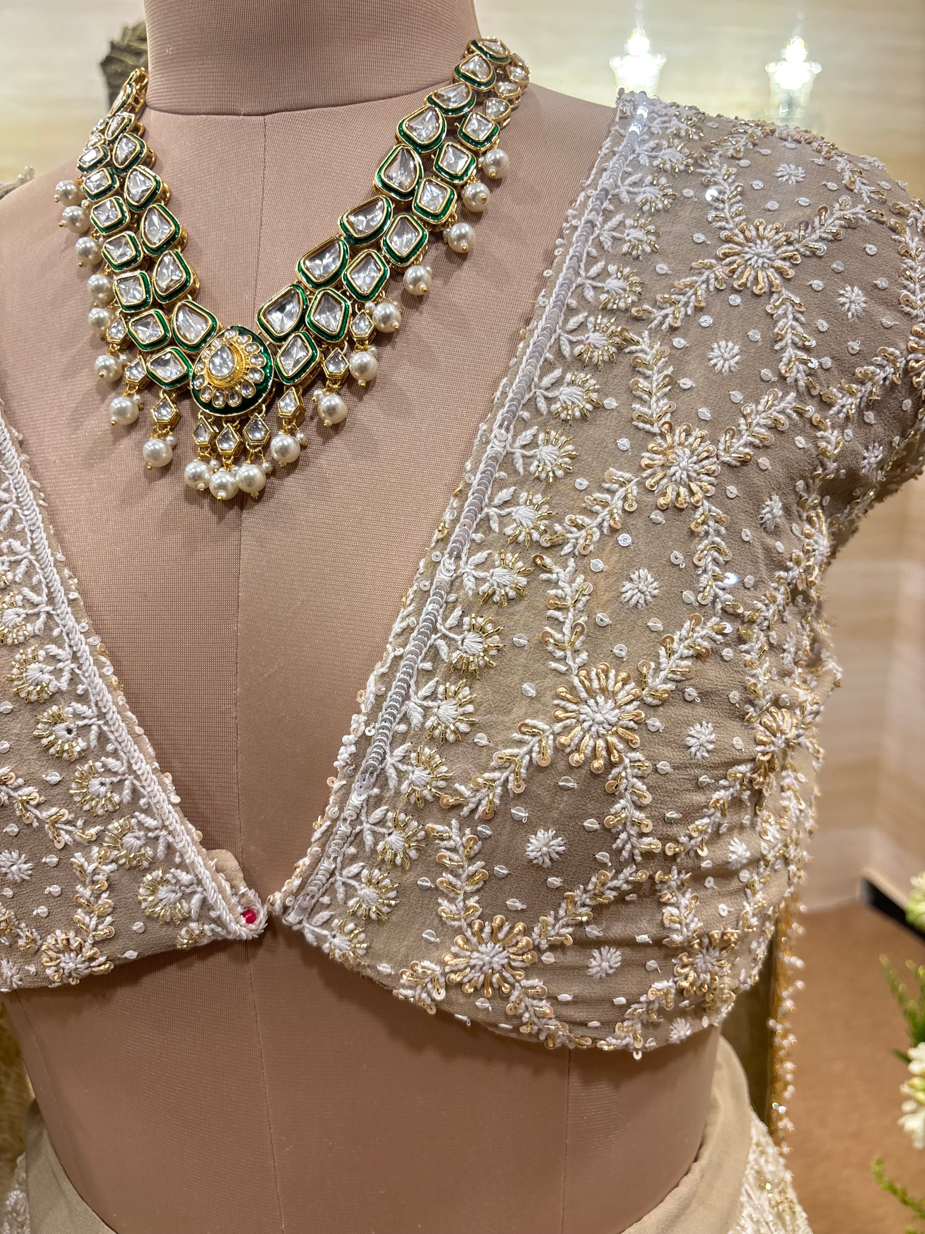 Brown Pure & Premium Georgette Chikankari Lehenga Set