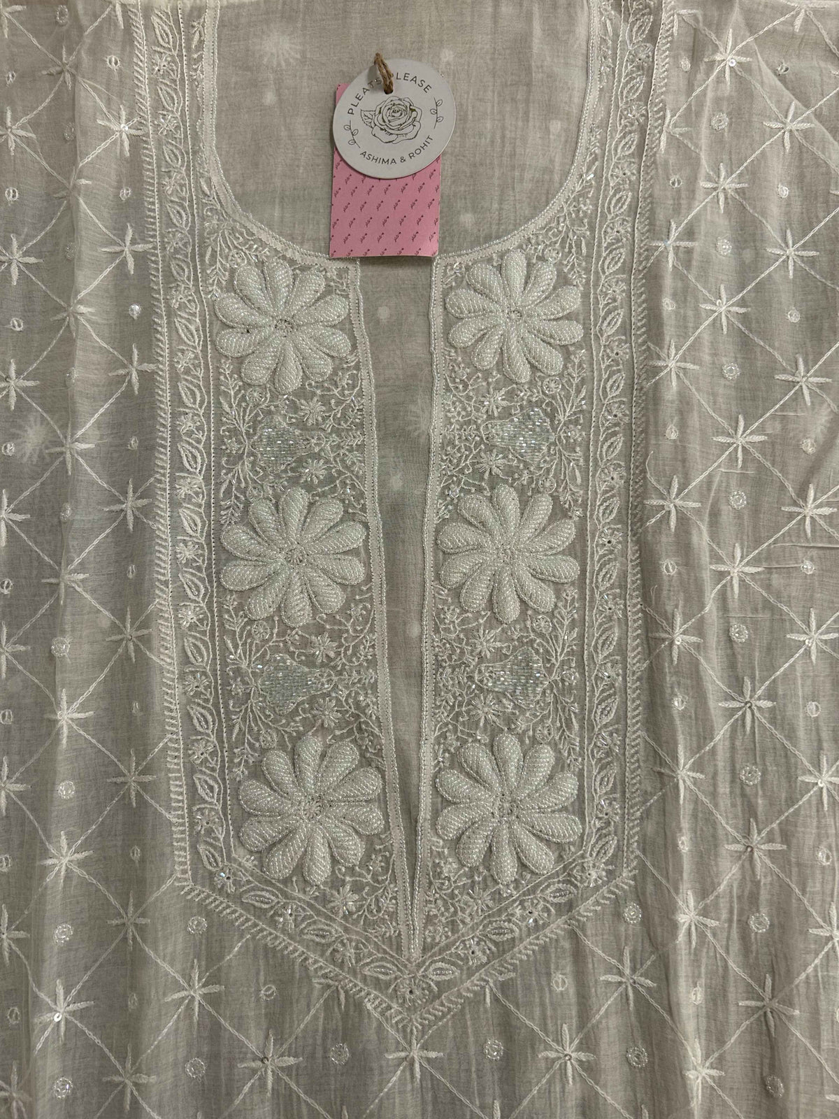Dyeable Chanderi Mul Chikankari Kurta & Dupatta