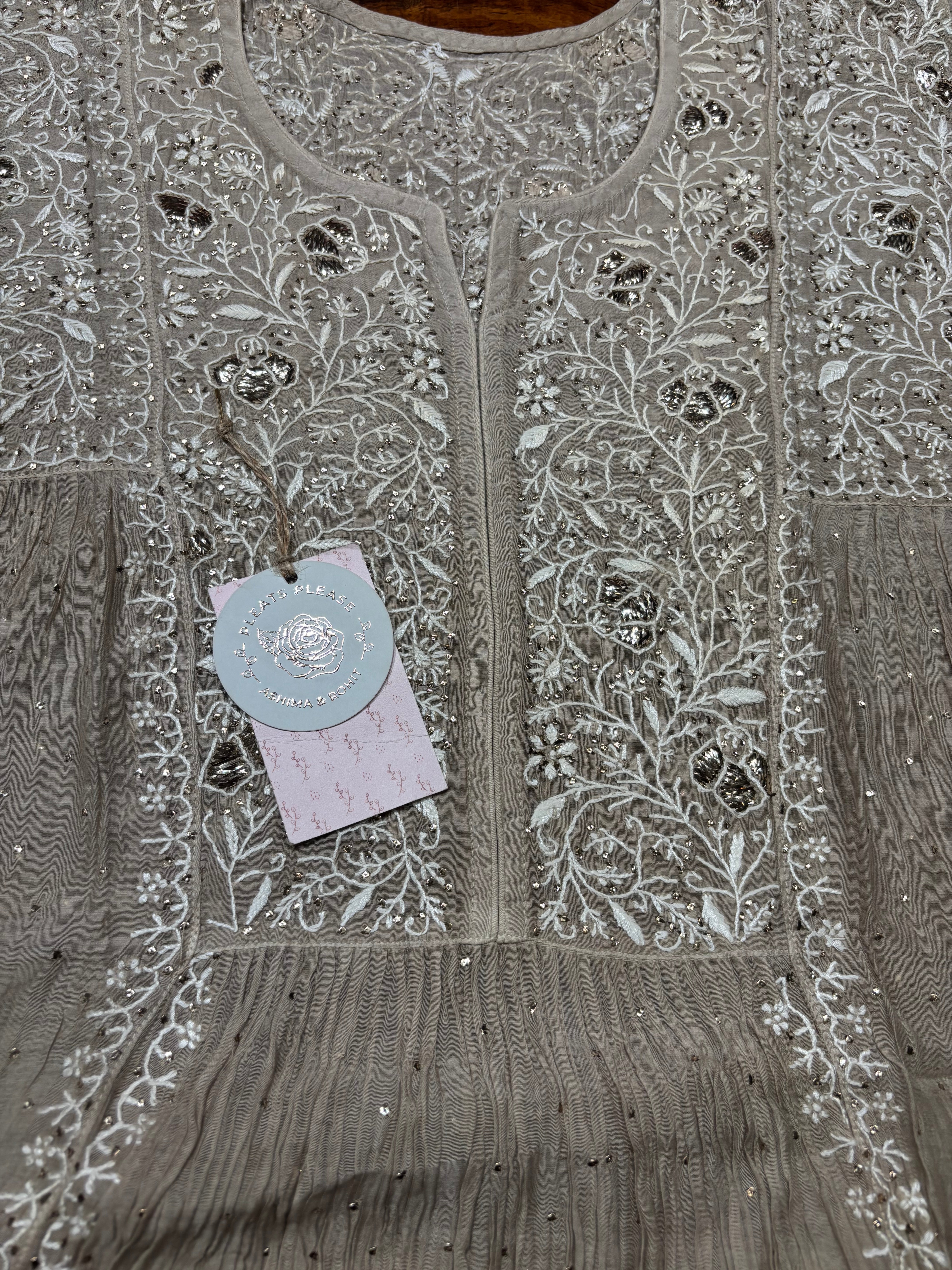 Mocha Mousse Chanderi Mul Chikankari Kurta and Dupatta set