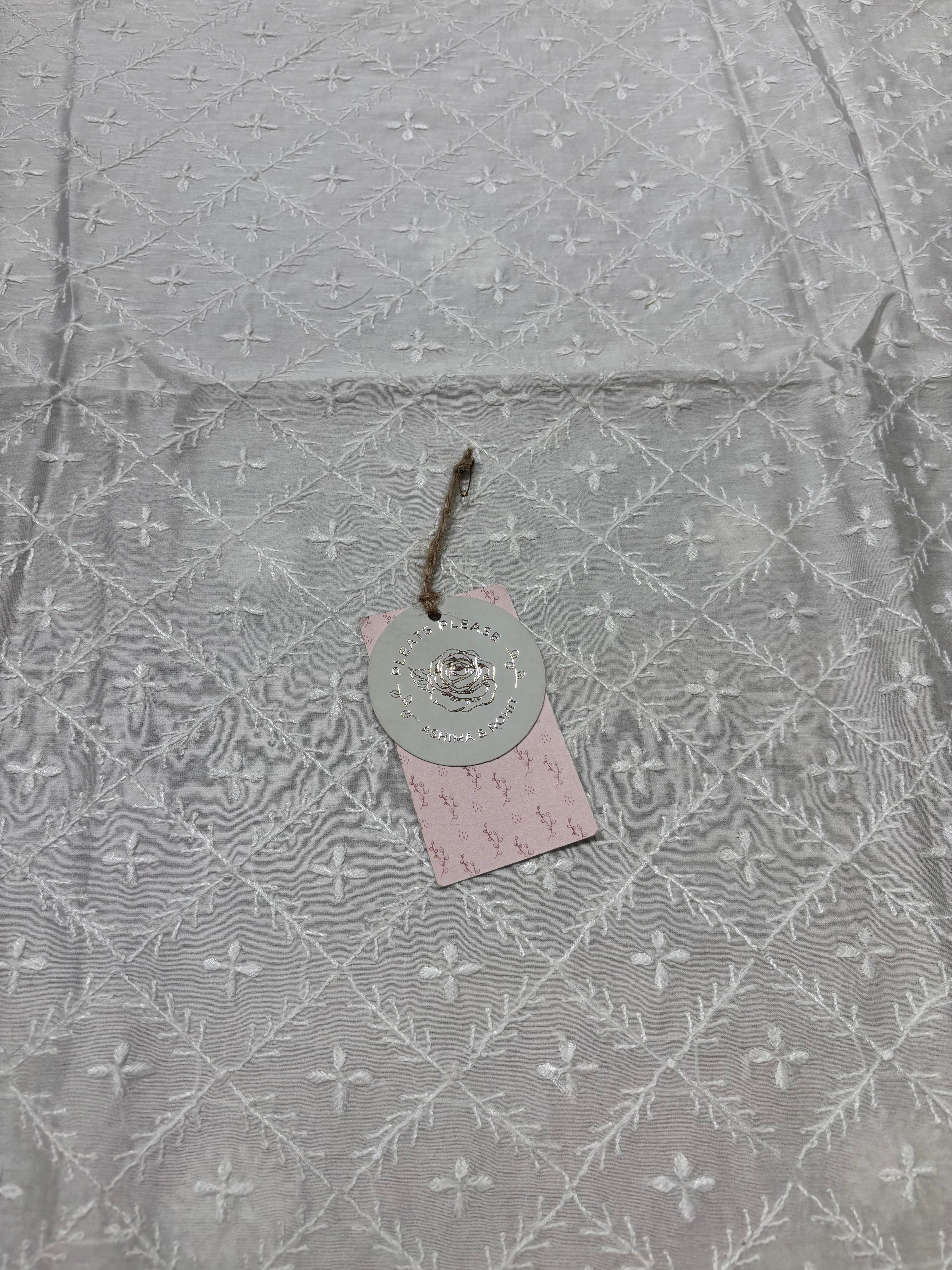 Dyeable Chanderi Silk Chikankari Men’s Kurta Fabric