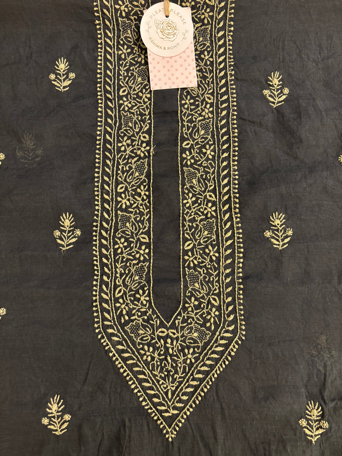 Black Chanderi Silk Chikankari Men’s Kurta