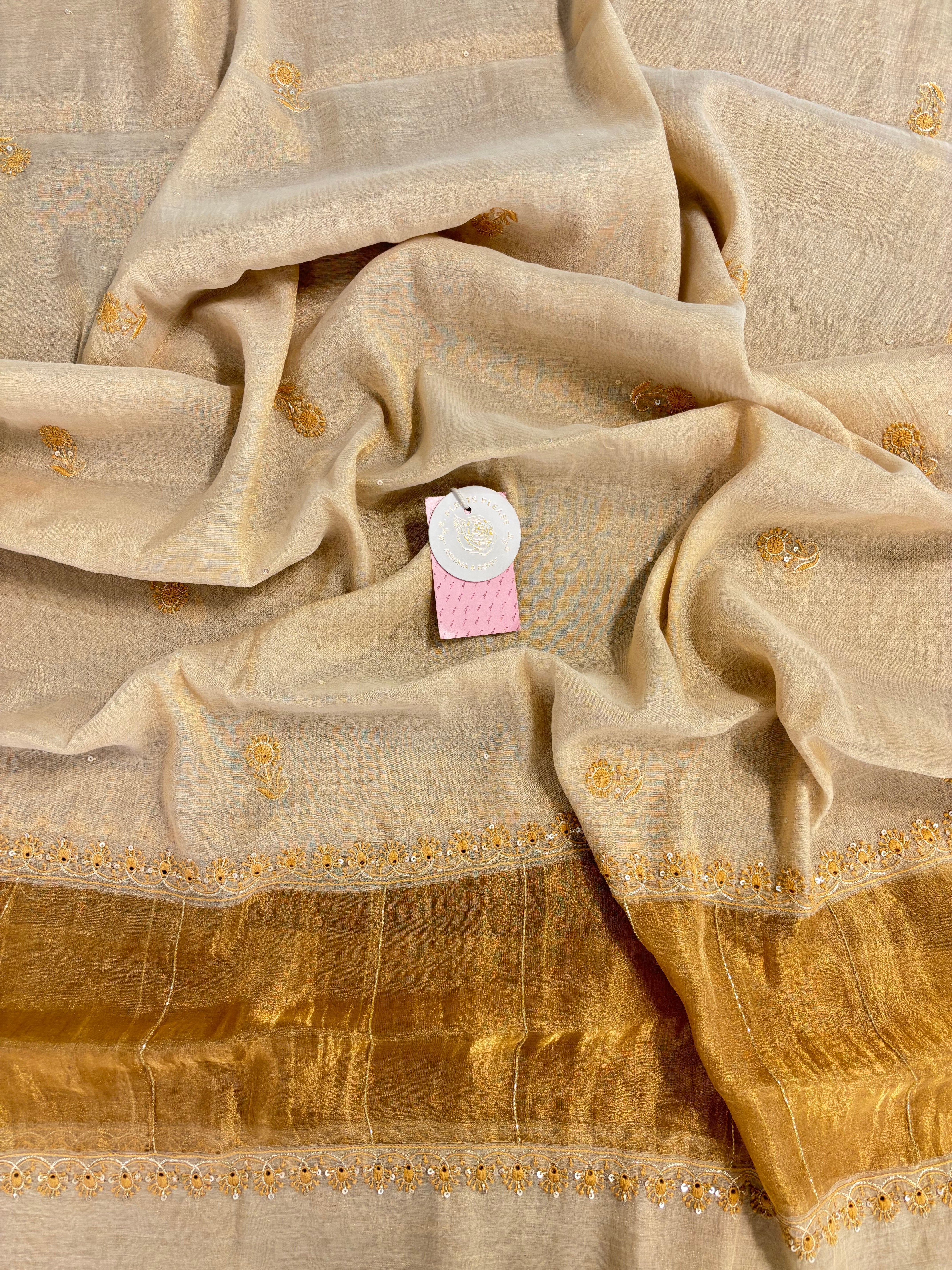Dyeable Pure Tissue Chikankari Kurta & Dupatta Set - Pleats PleaseChikankari