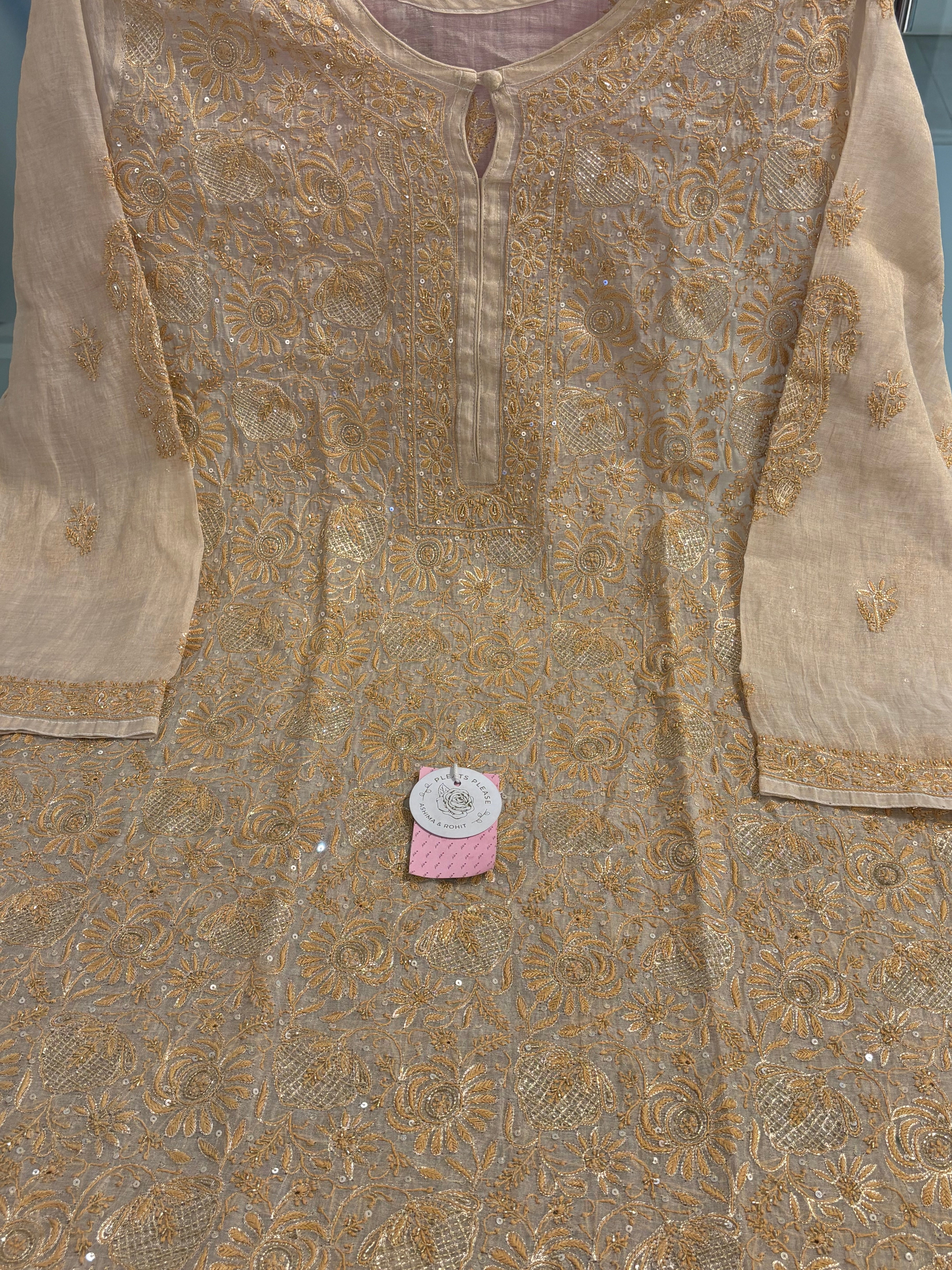 Dyeable Pure Tissue Chikankari Kurta & Dupatta