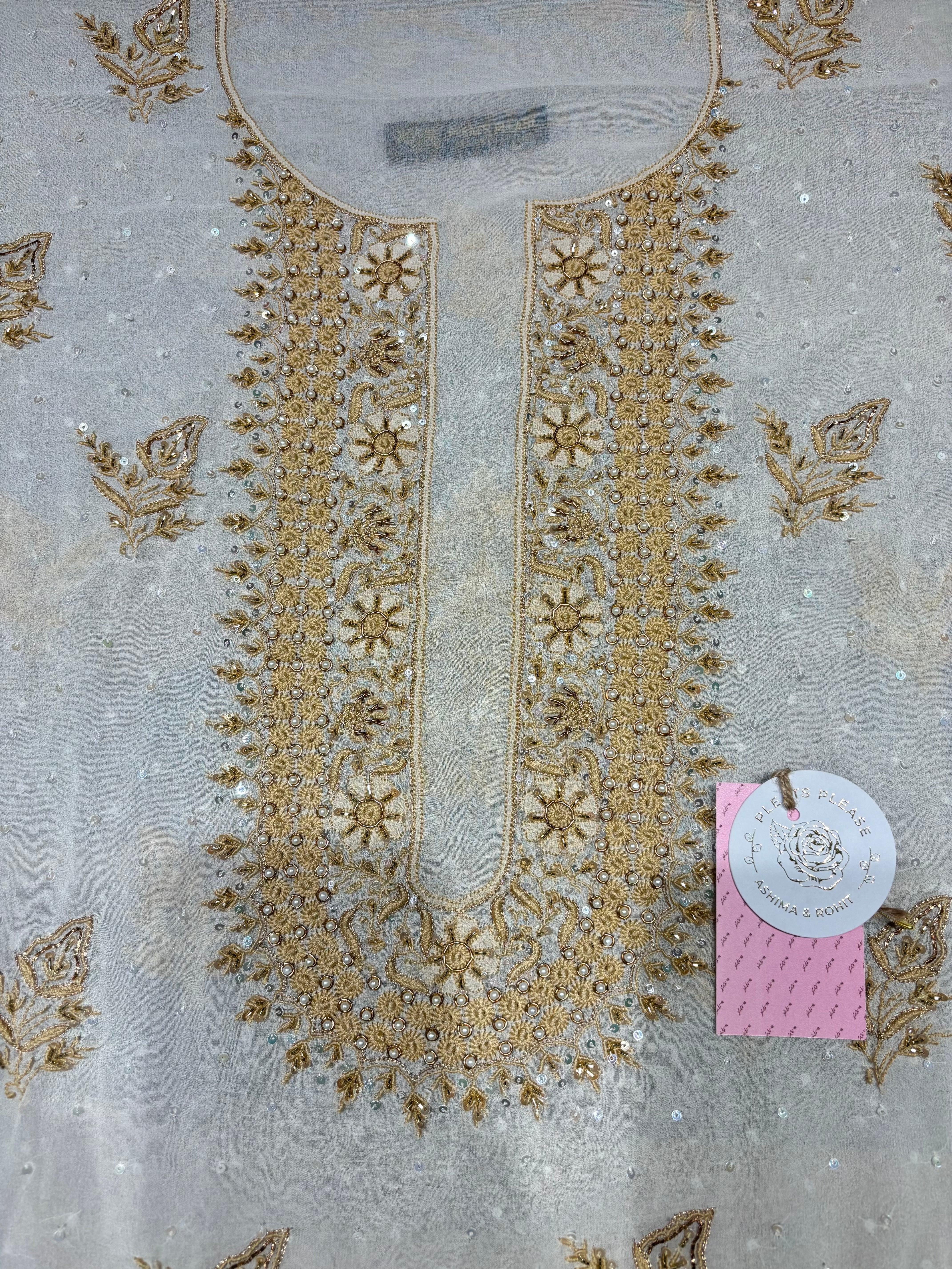 Dyeable Pure & Premium Georgette Chikankari Kurta & Dupatta Fabric