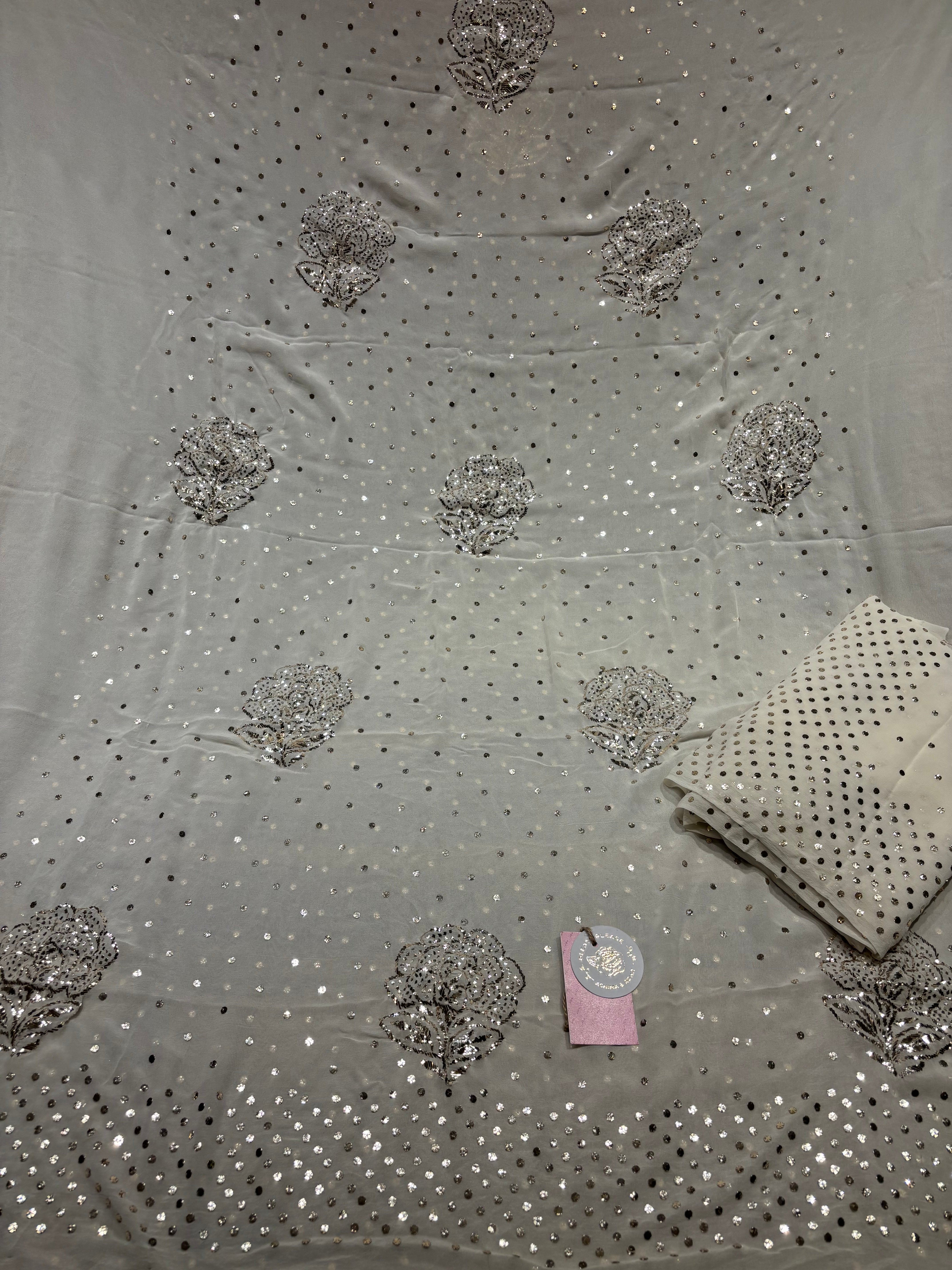 Dyeable pure and Premium Georgette Mukaish Kurta and Dupatta Set