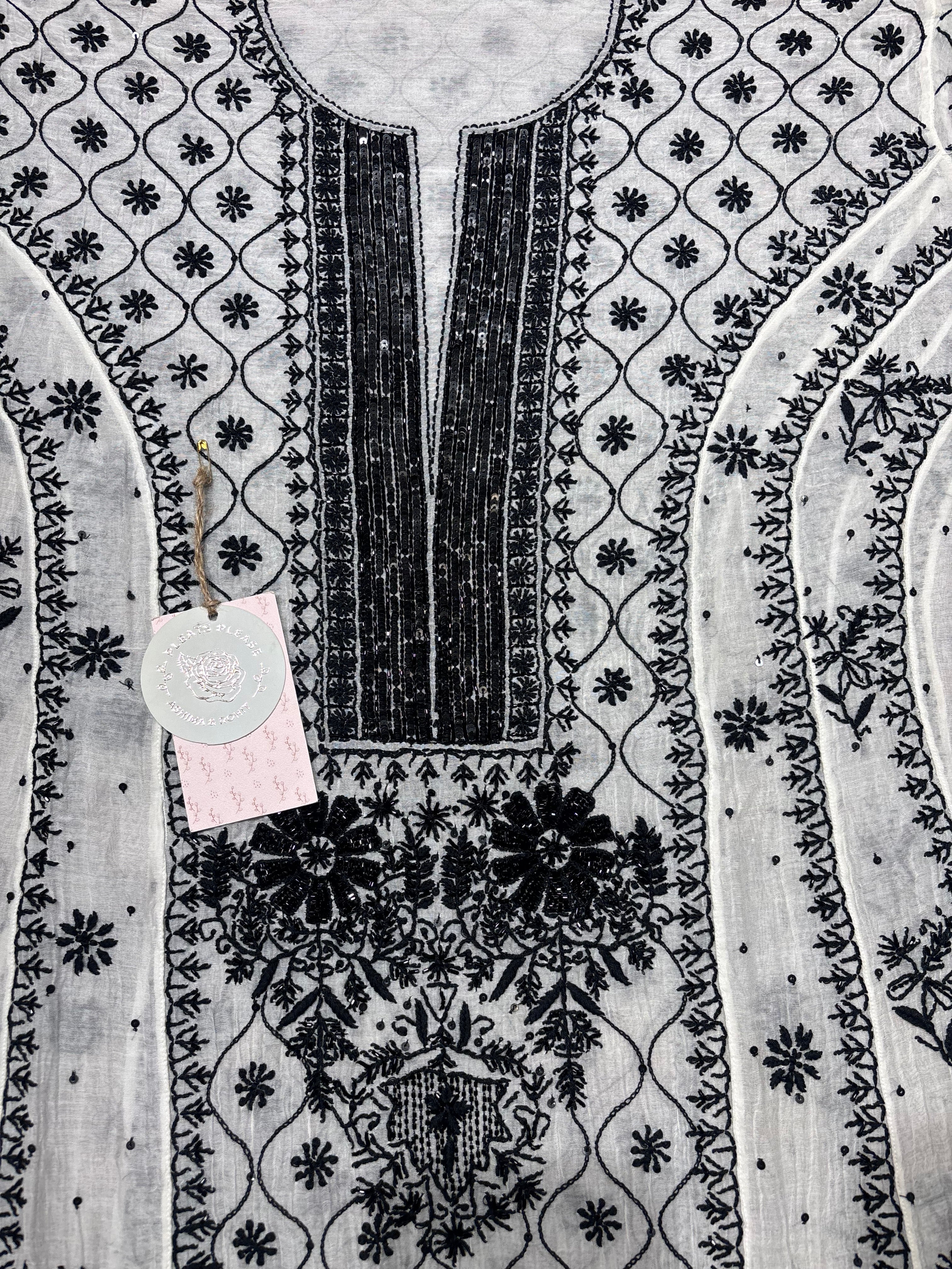 Dyeable Chanderi Mul Chikankari Anarkali and Dupatta set