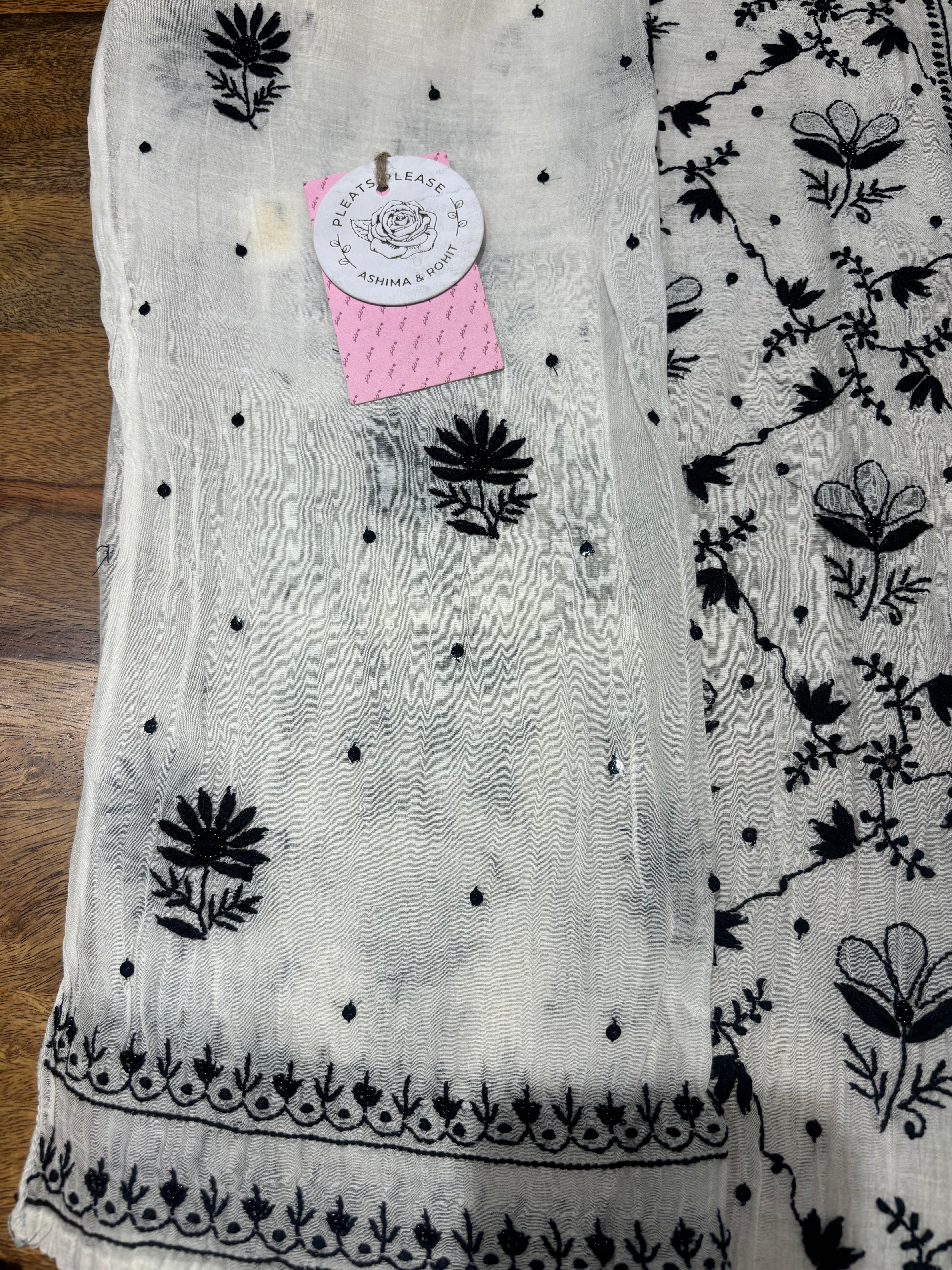 Dyeable Chanderi Mul Chikankari Kurta & Dupatta Set