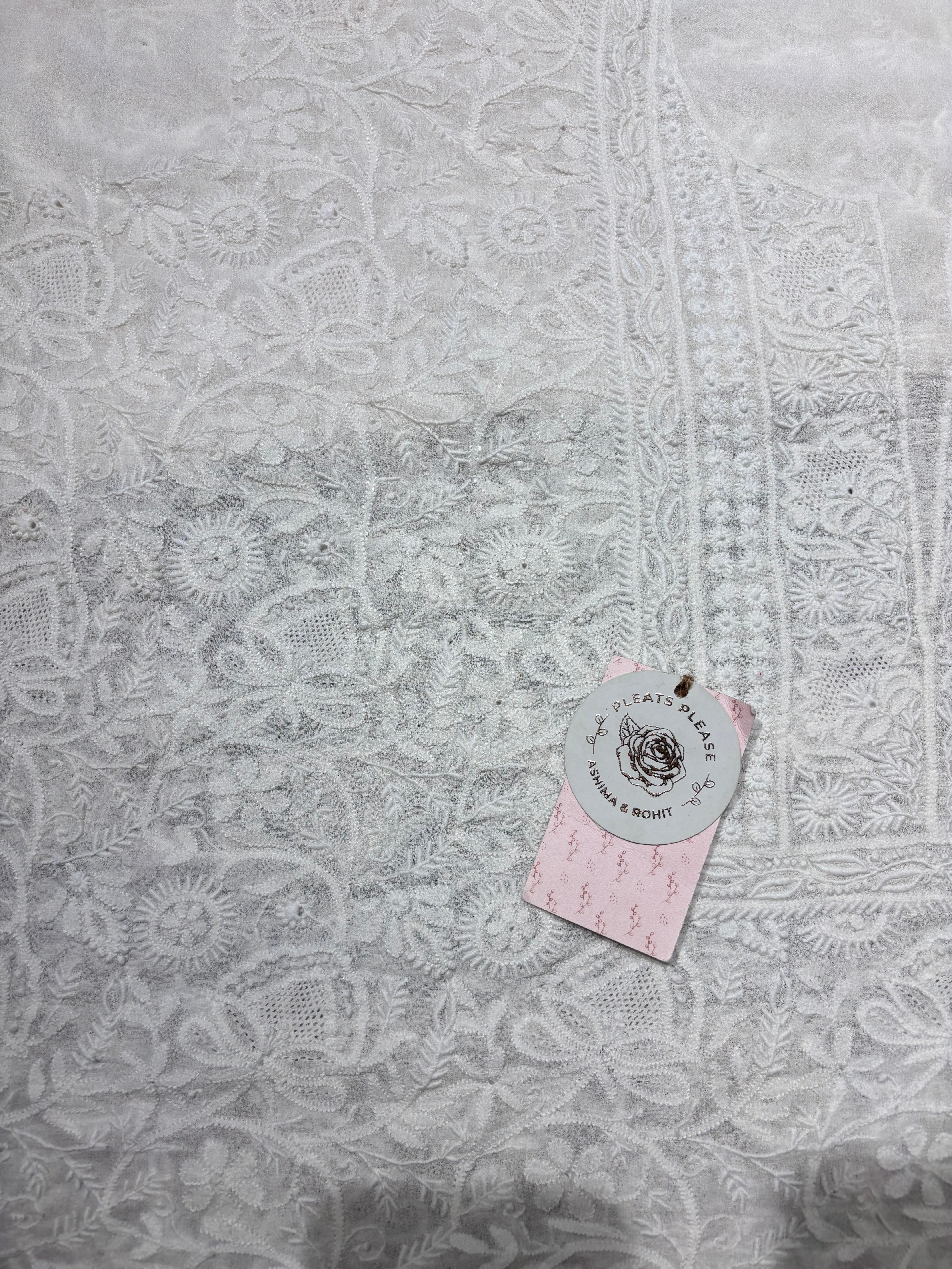 Dyeable Pure & Premium Georgette Chikankari Kurta & Dupatta Fabric