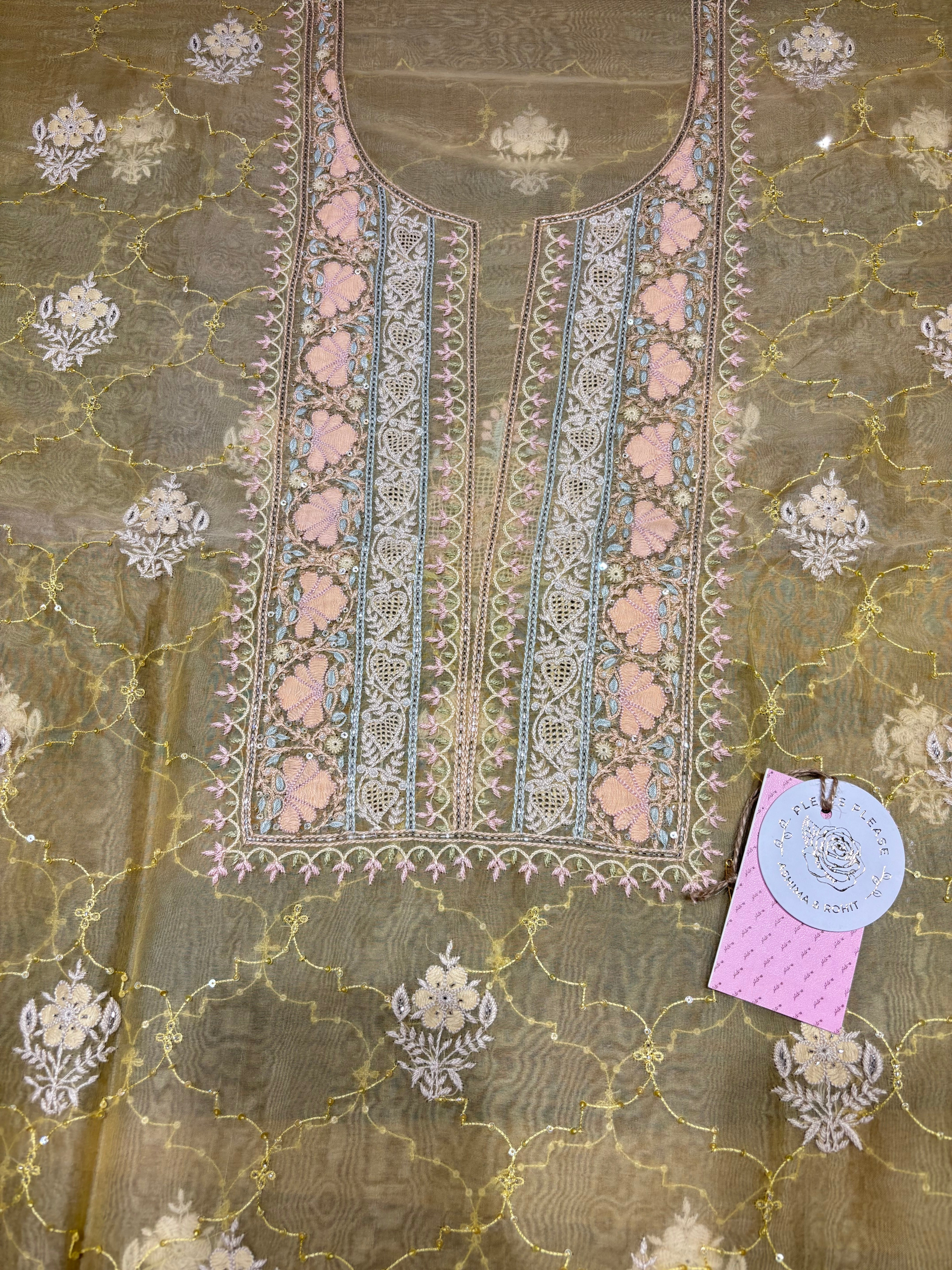 Butter Yellow Pure & Premium Organza Silk Chikankari Kurta & Dupatta Set