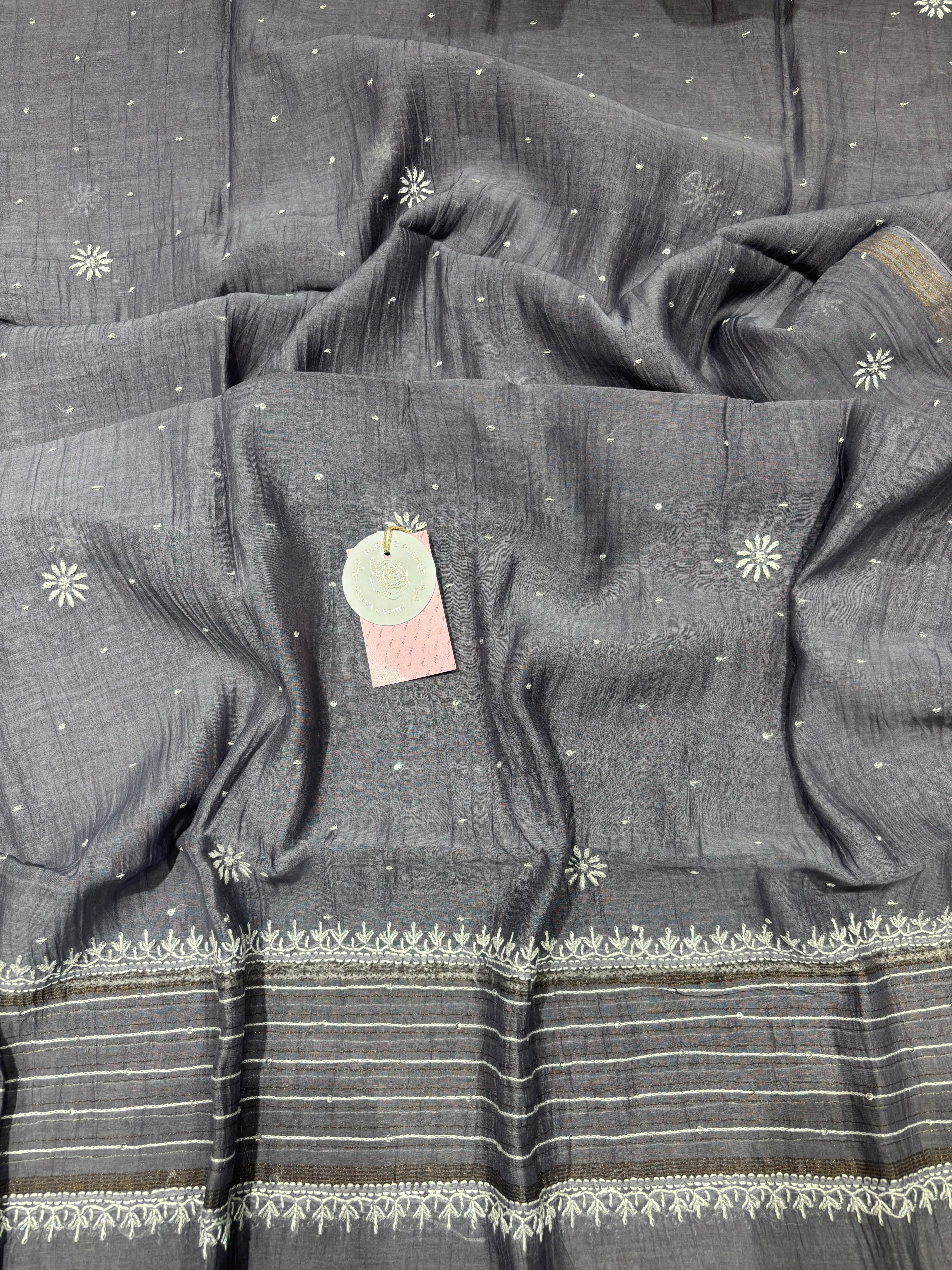 Midnight Purple Chanderi Mul Chikankari Kurta & Dupatta Set