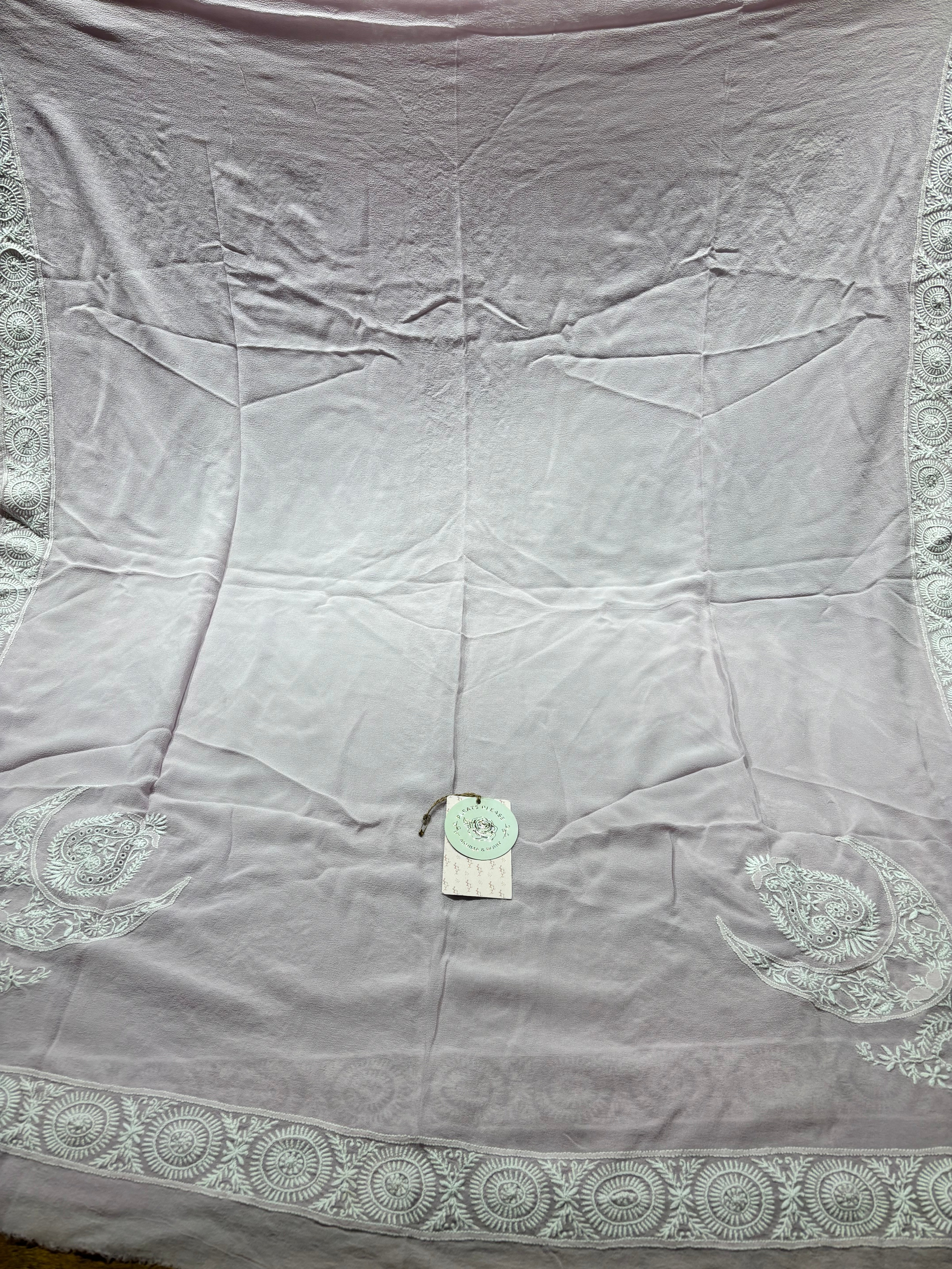 Lilac Pure & Premium Georgette Chikankari Dupatta