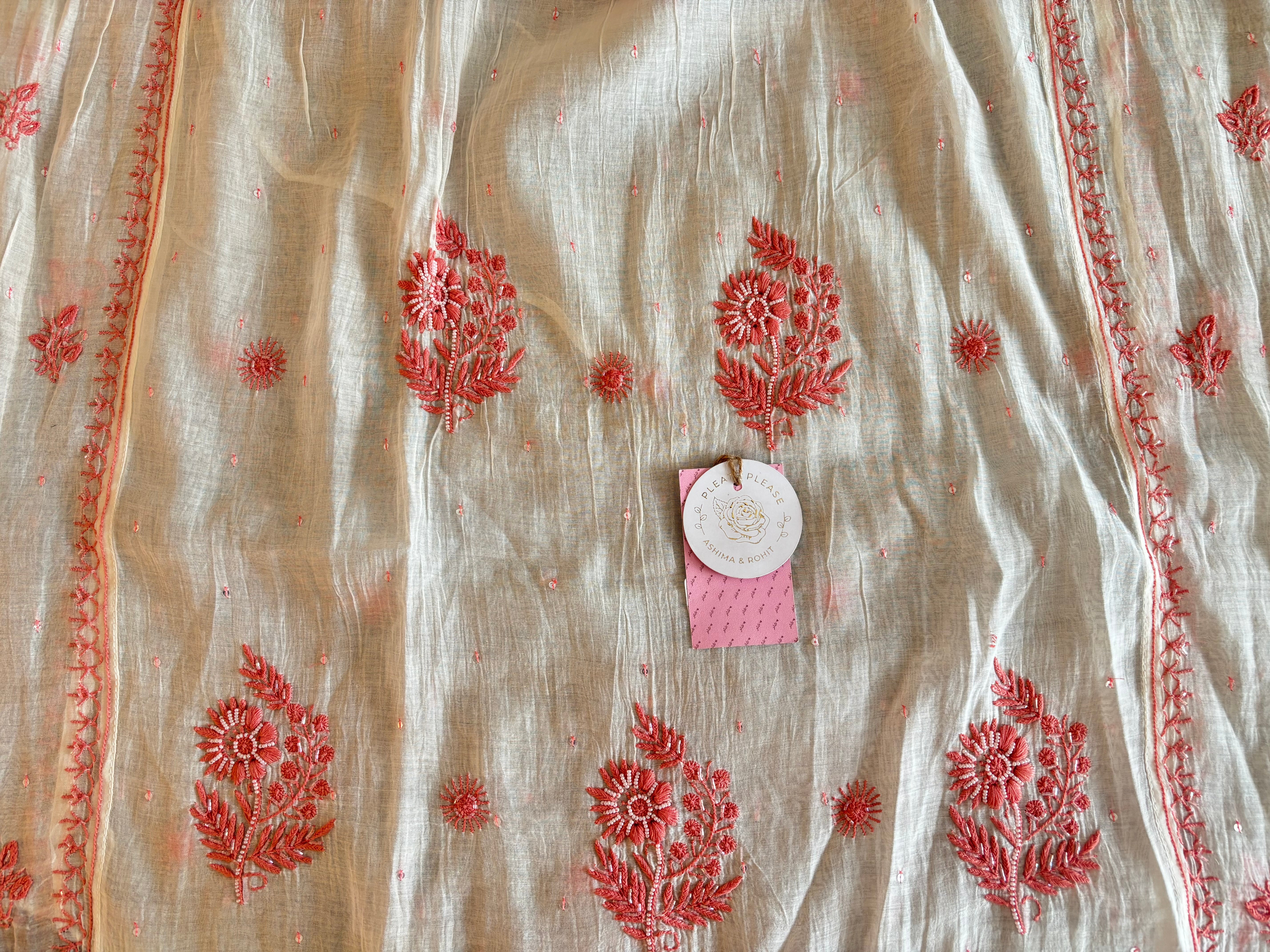 Dyeable Front Tucks Chikankari Kurta & Dupatta