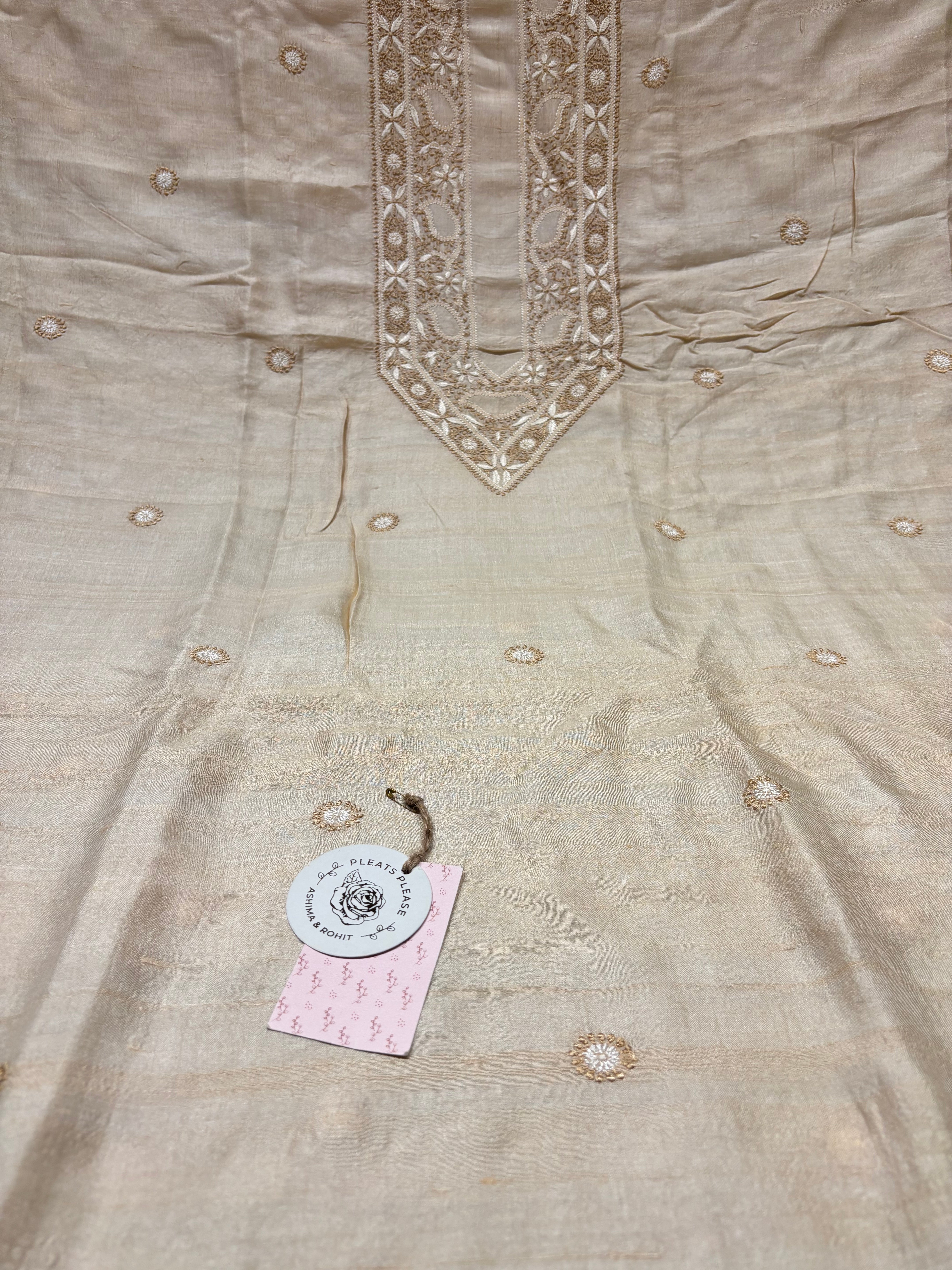 Dyeable Silk Chikankari Men’s Kurta Fabric
