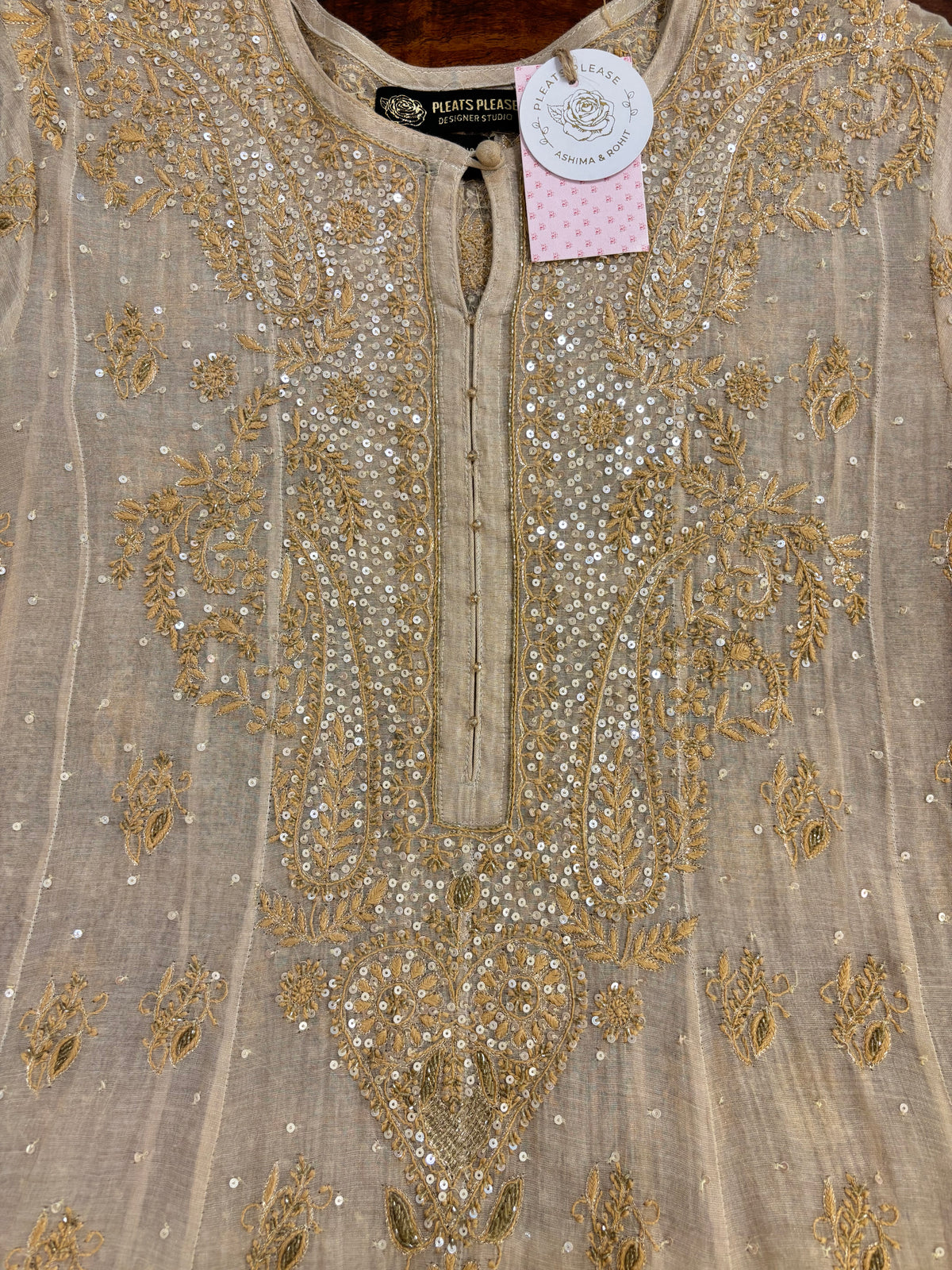 Dyeable Pure & Premium Tissue Chikankari Anarkali & Dupatta