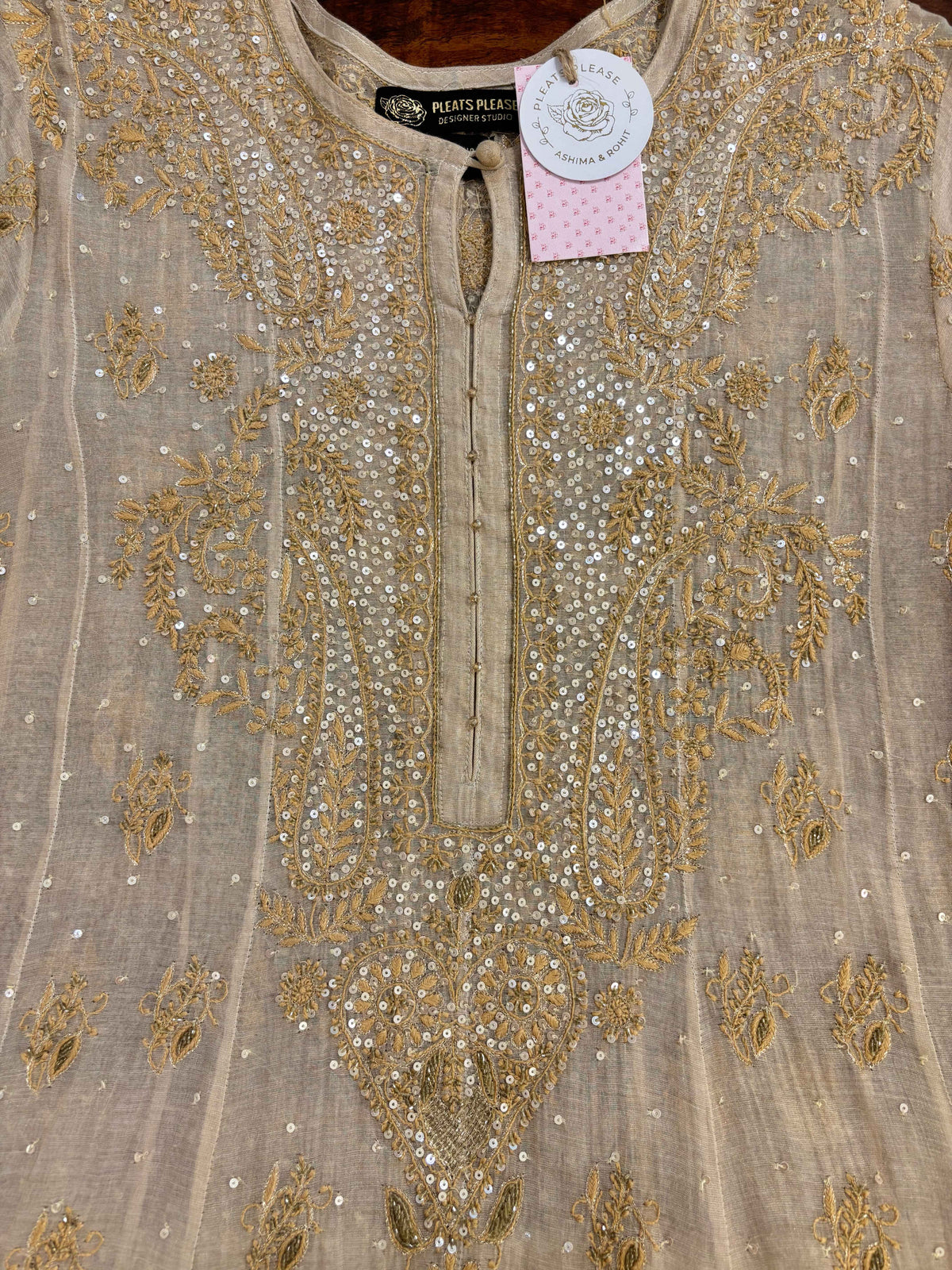 Dyeable Pure & Premium Tissue Chikankari Anarkali & Dupatta