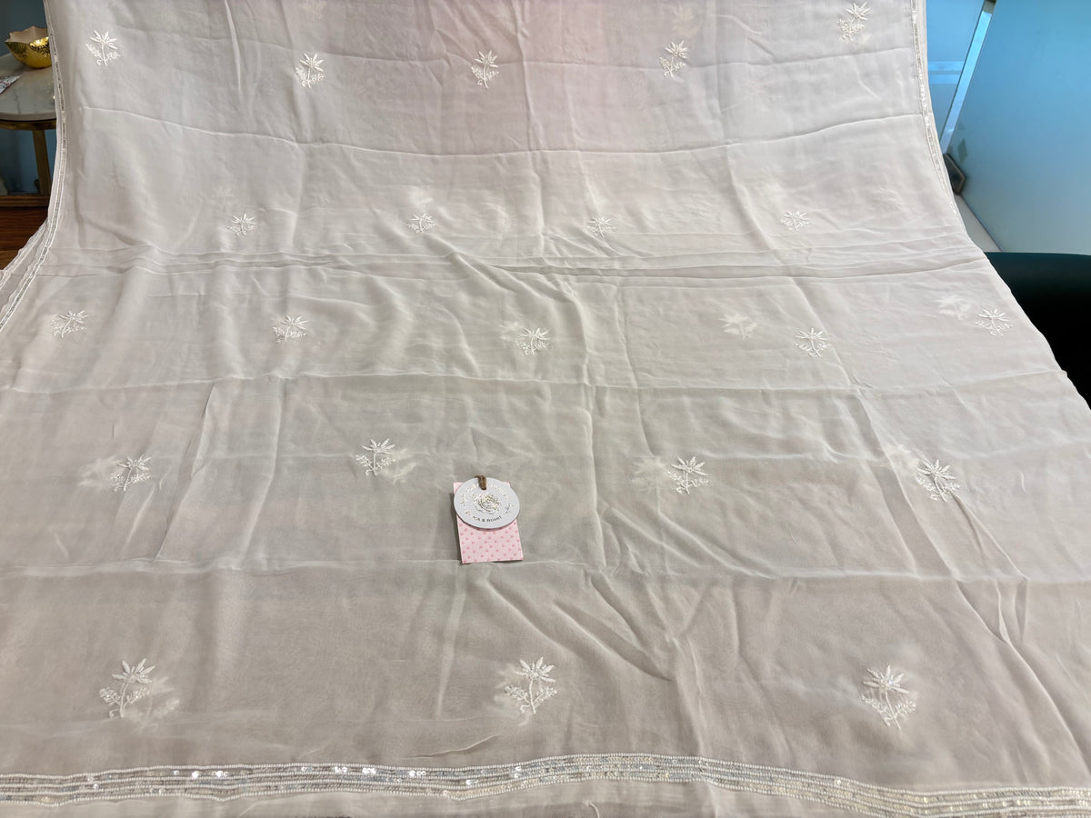 Dyeable Pure Georgette Chikankari Kurta & Dupatta