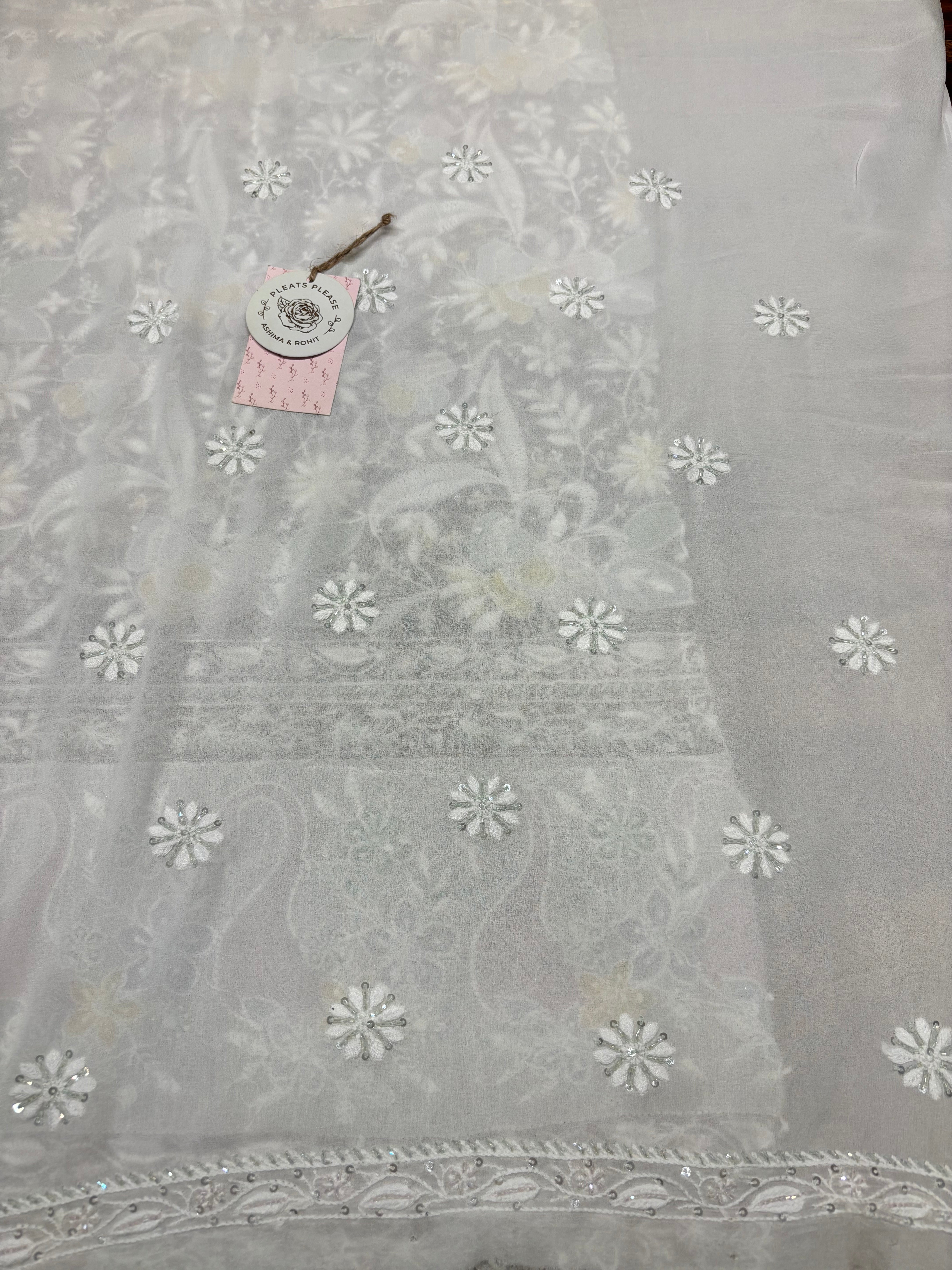 Dyeable Pure And Premium Georgette Chikankari Kurta And Dupatta Set