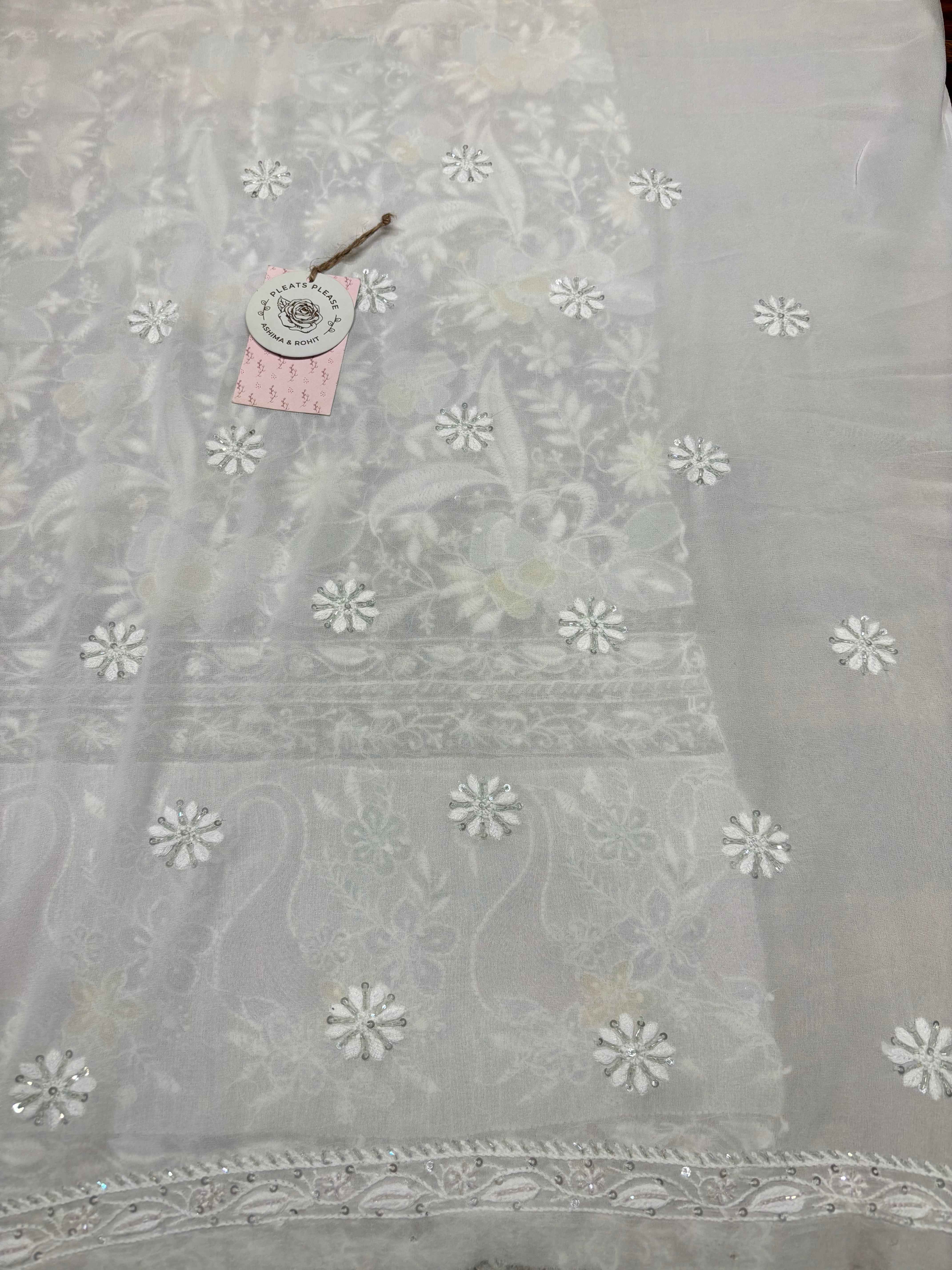 Dyeable Pure And Premium Georgette Chikankari Kurta And Dupatta Set - Pleats PleaseChikankari