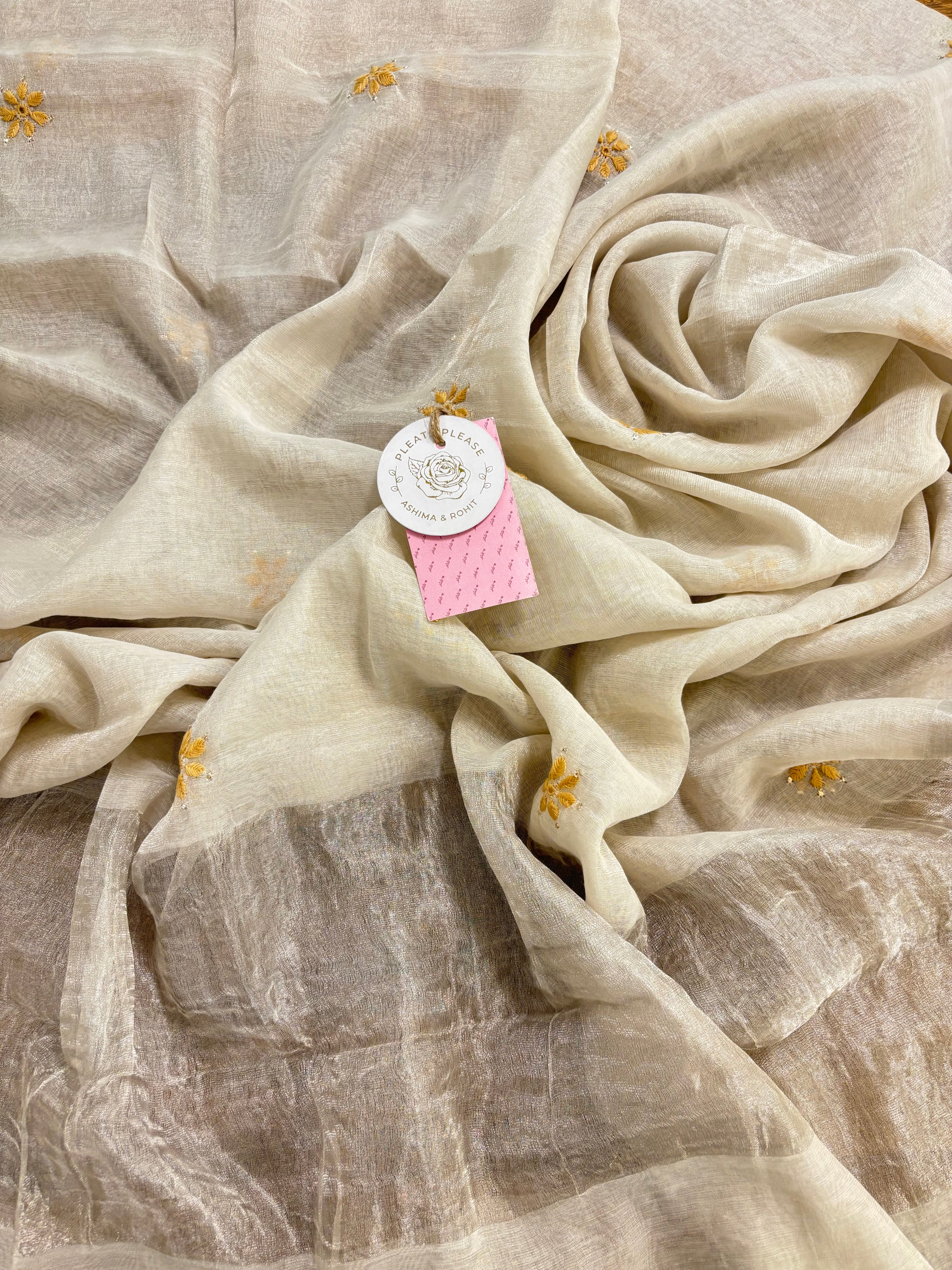 Dyeable Silver Tissue Chikankari Mukaish Kurta & Dupatta