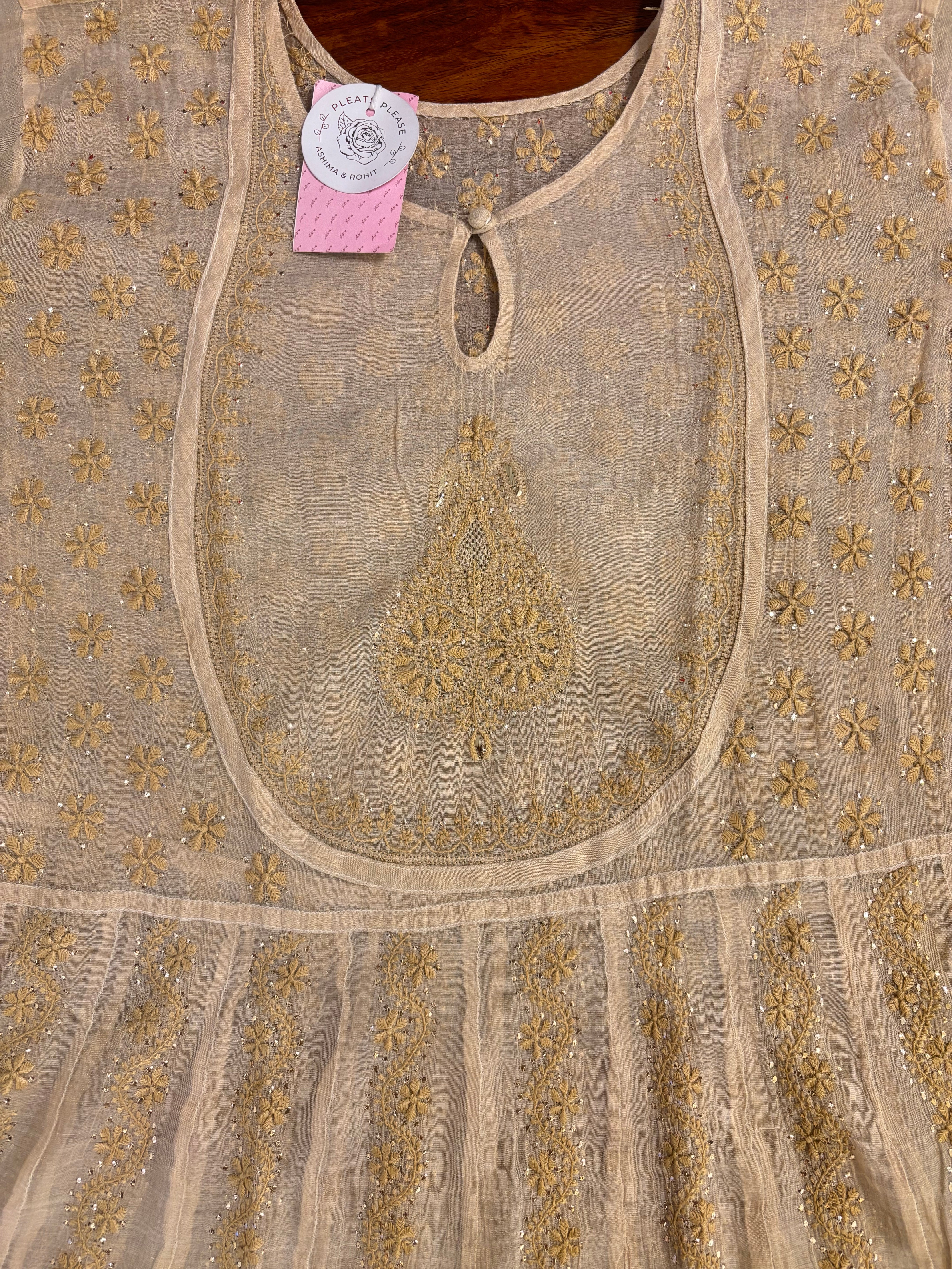 Dyeable Pure & Premium Tissue Mukaish Chikankari Bajirao Anarkali & Dupatta