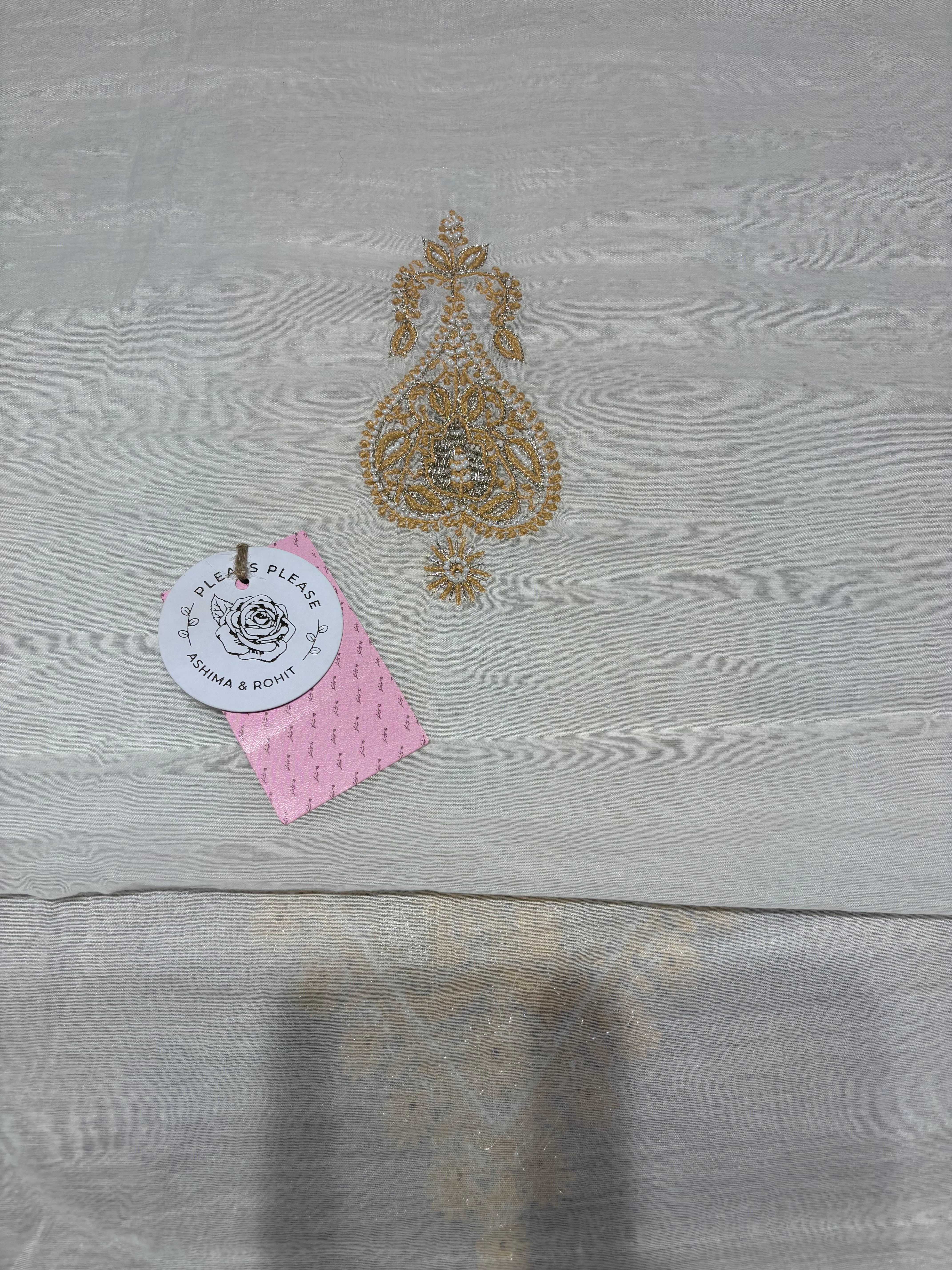 Dyeable Chanderi Silk Chikankari Men’s Kurta Fabric