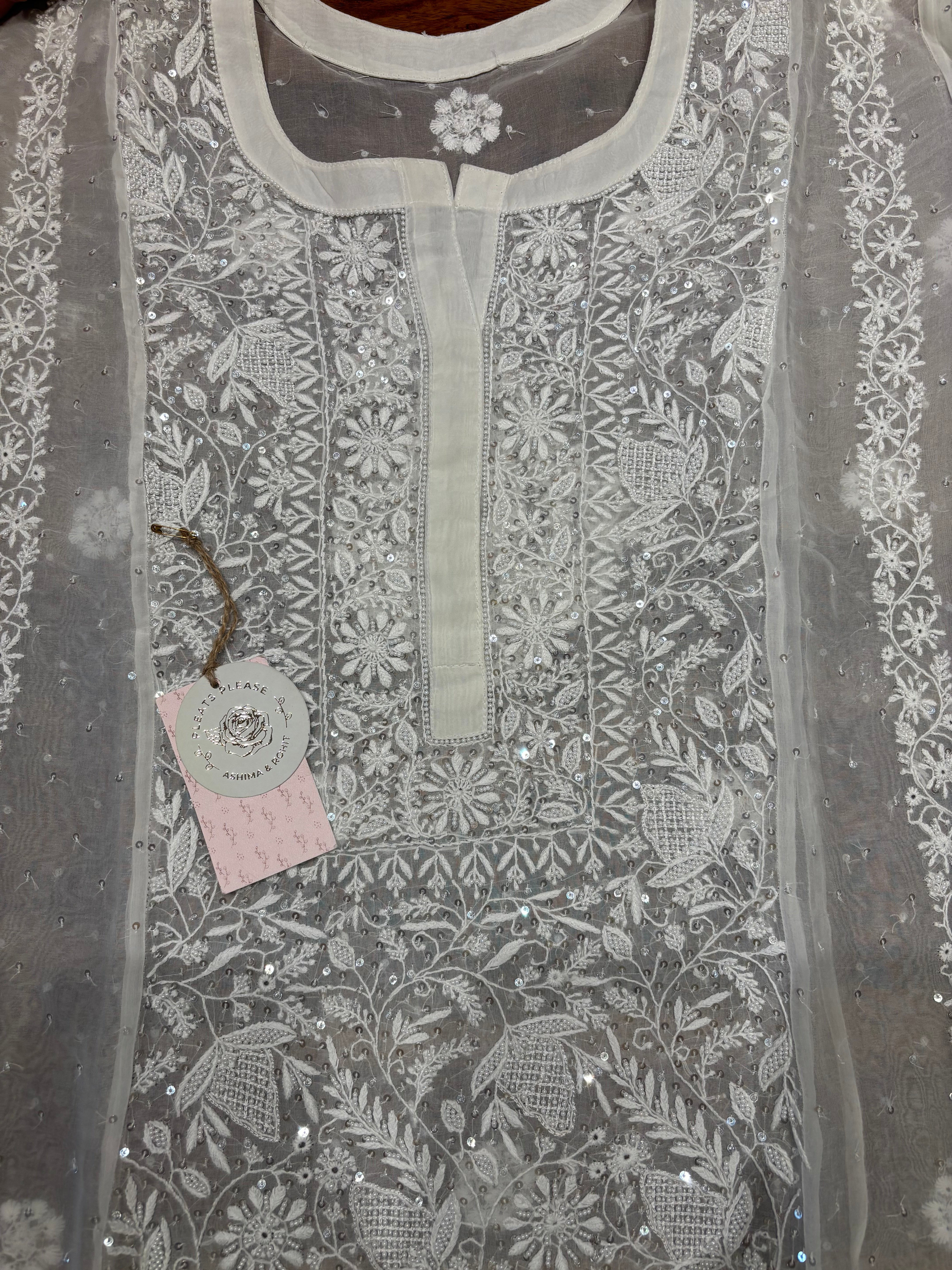 Dyeable Pure and Premium Organza Aline Kurta and Dupatta set