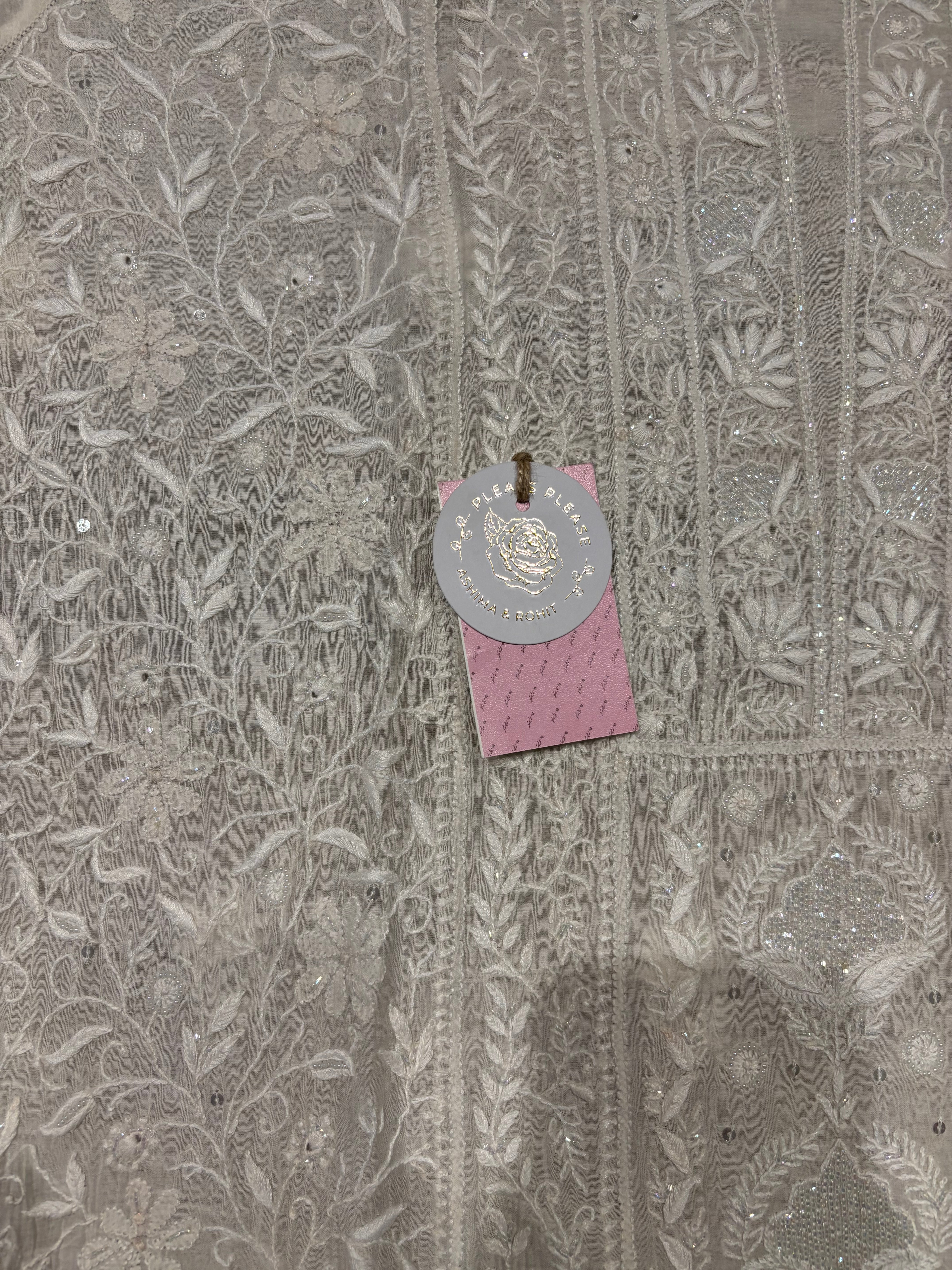 Dyeable Chanderi Mul Chikankari Kurta and Dupatta Set