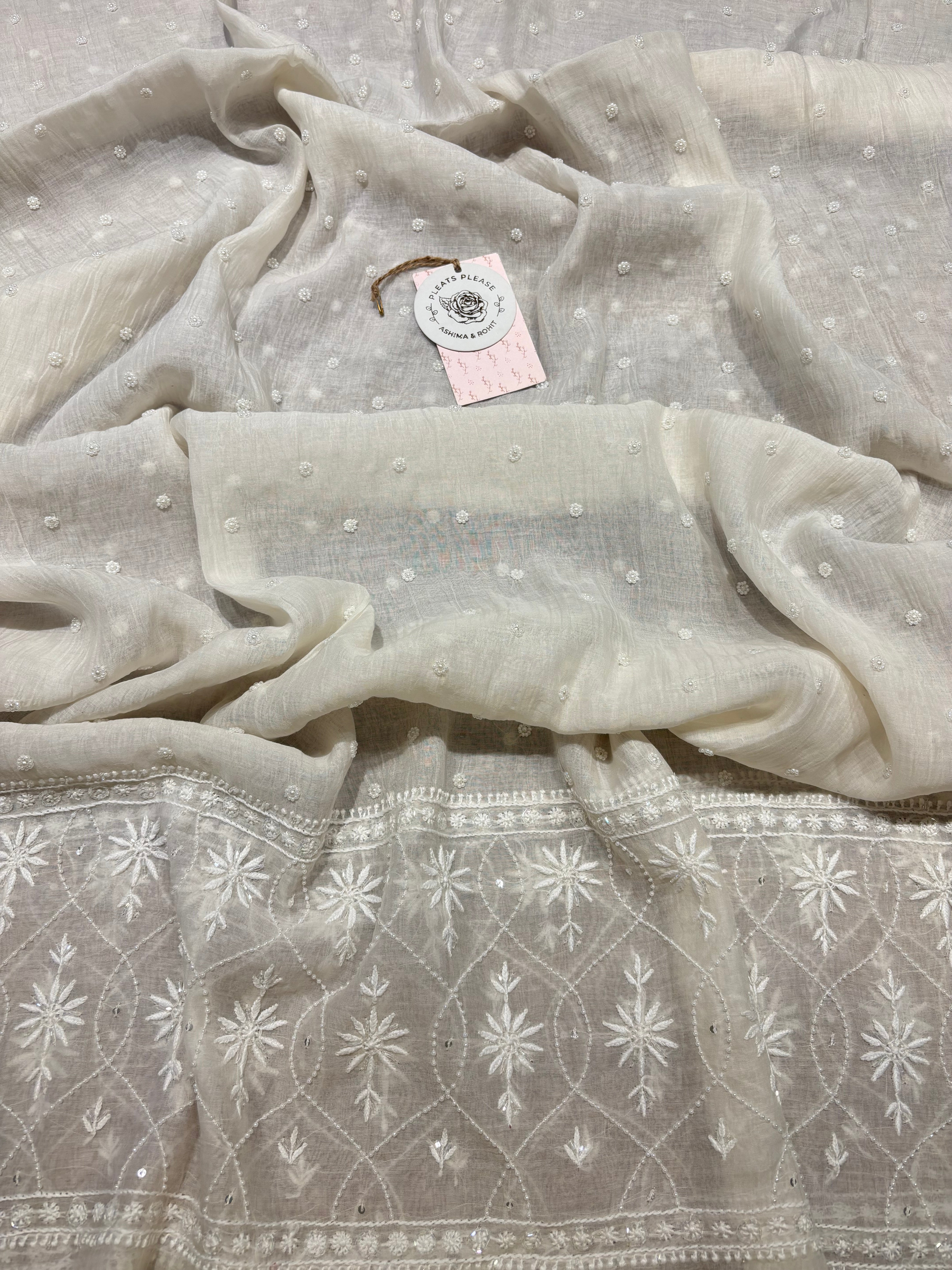 Dyeable Chanderi Mul Chikankari Anarkali & Dupatta Set
