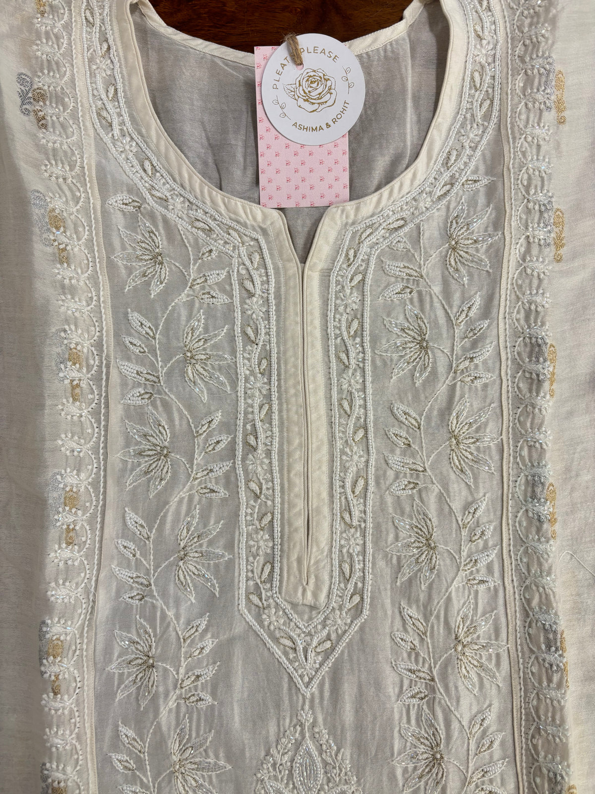 Dyeable Chanderi Silk Chikankari Banarasi Boota Co-ord Set