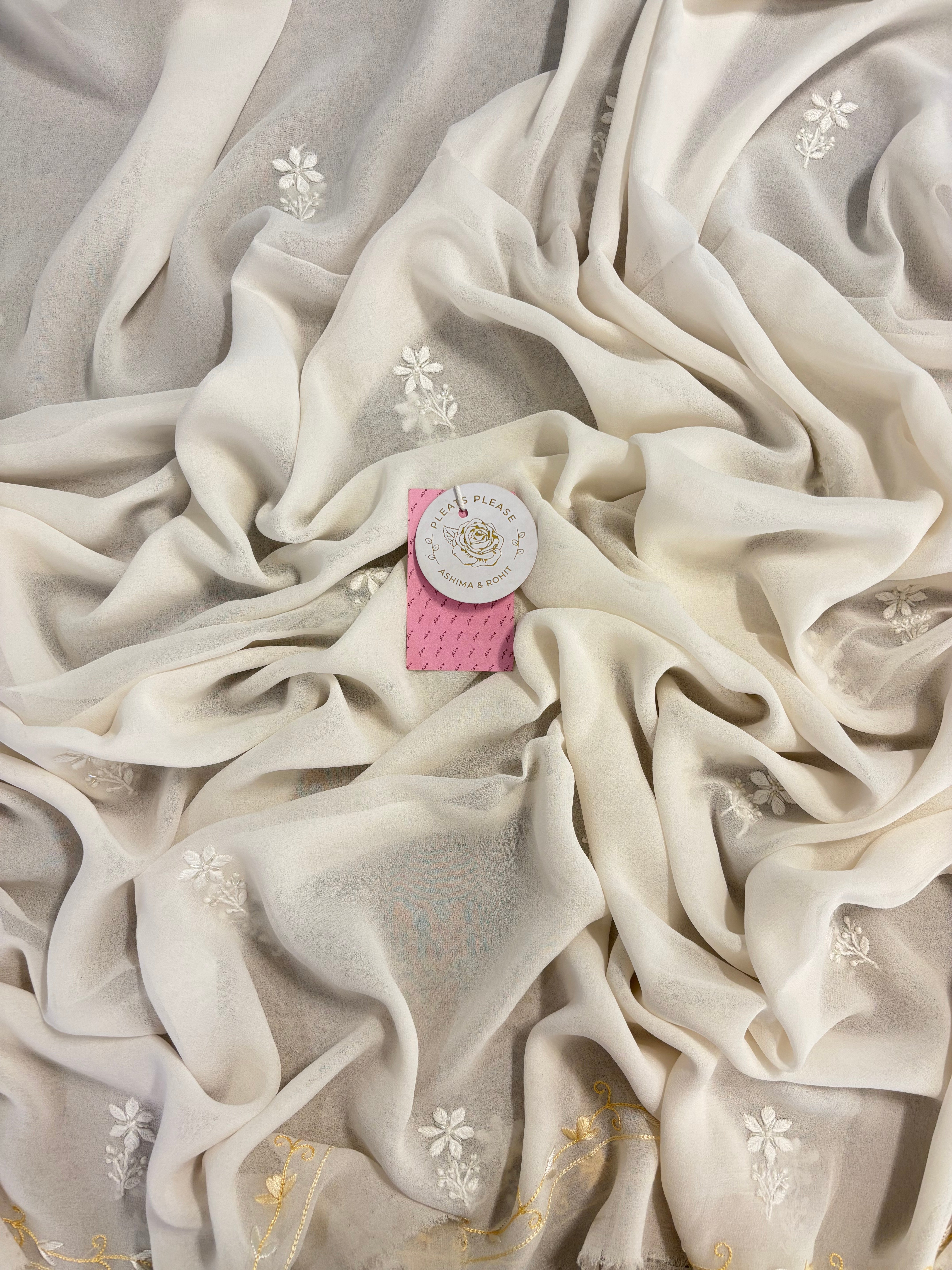 Dyeable Pure & Premium Georgette Chikankari Kurta & Dupatta