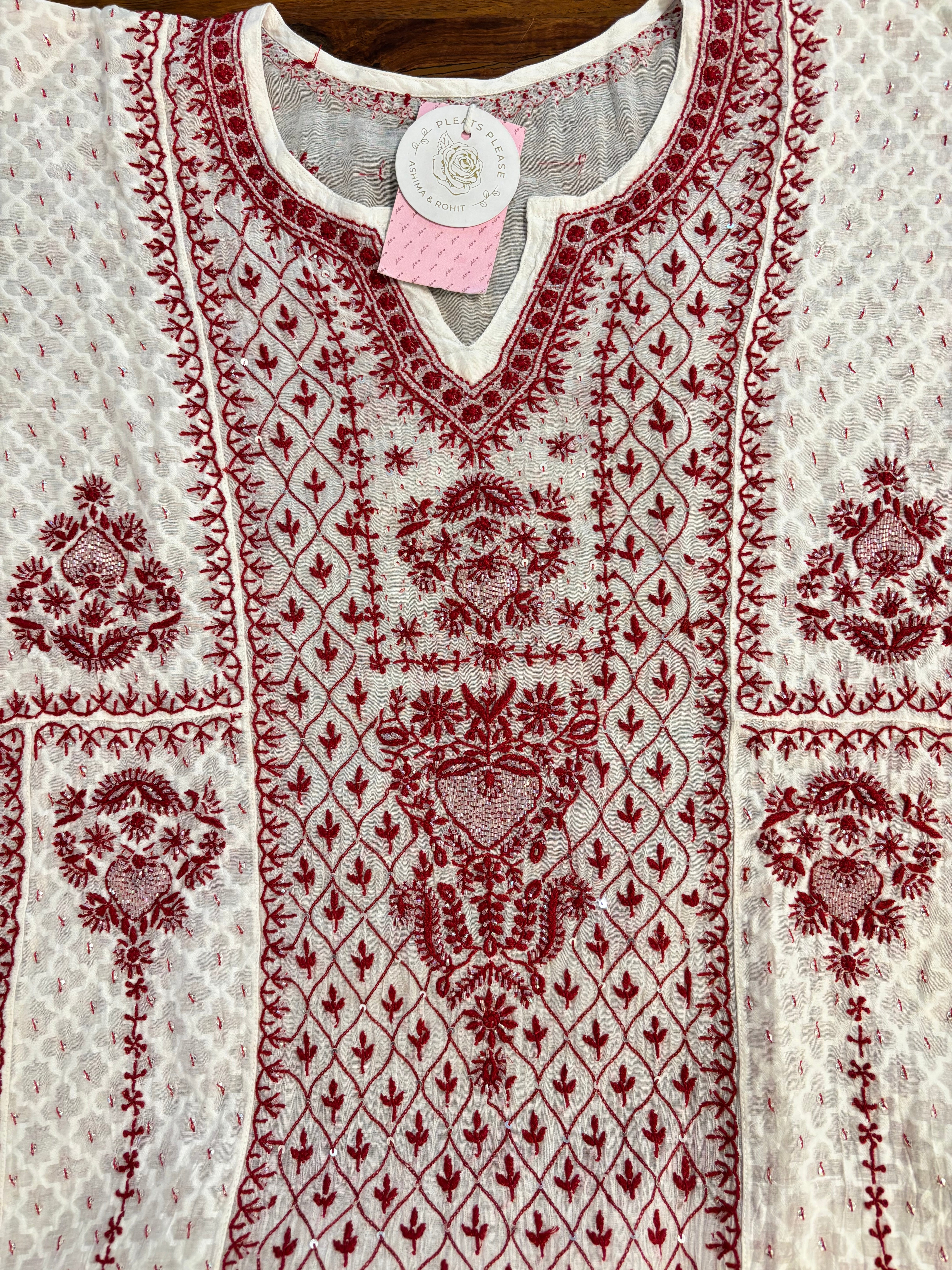 Dyeable Pure Chanderi Chikankari Anarkali & Dupatta Set