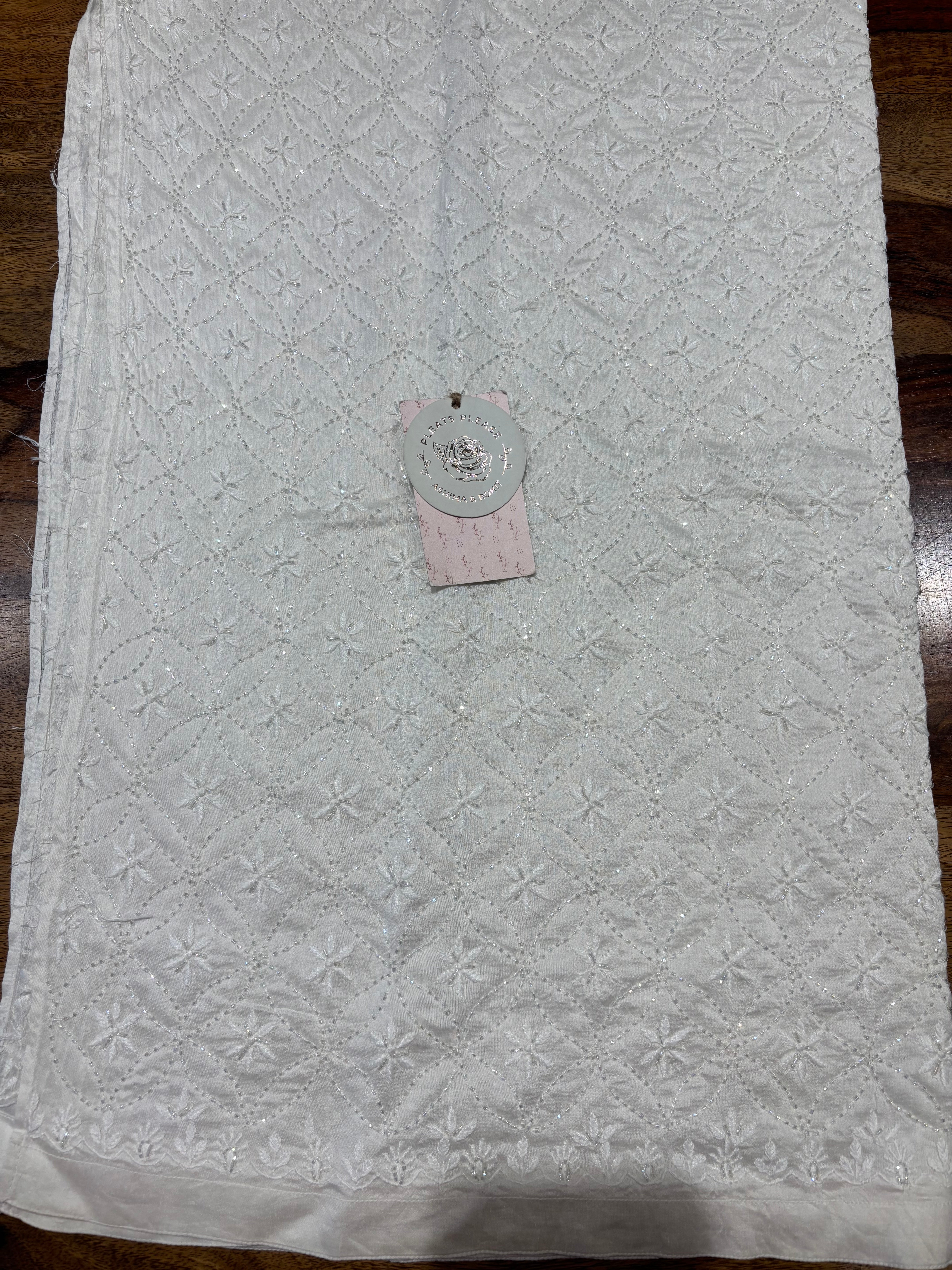 Dyeable Chanderi Silk Chikankari Bottom