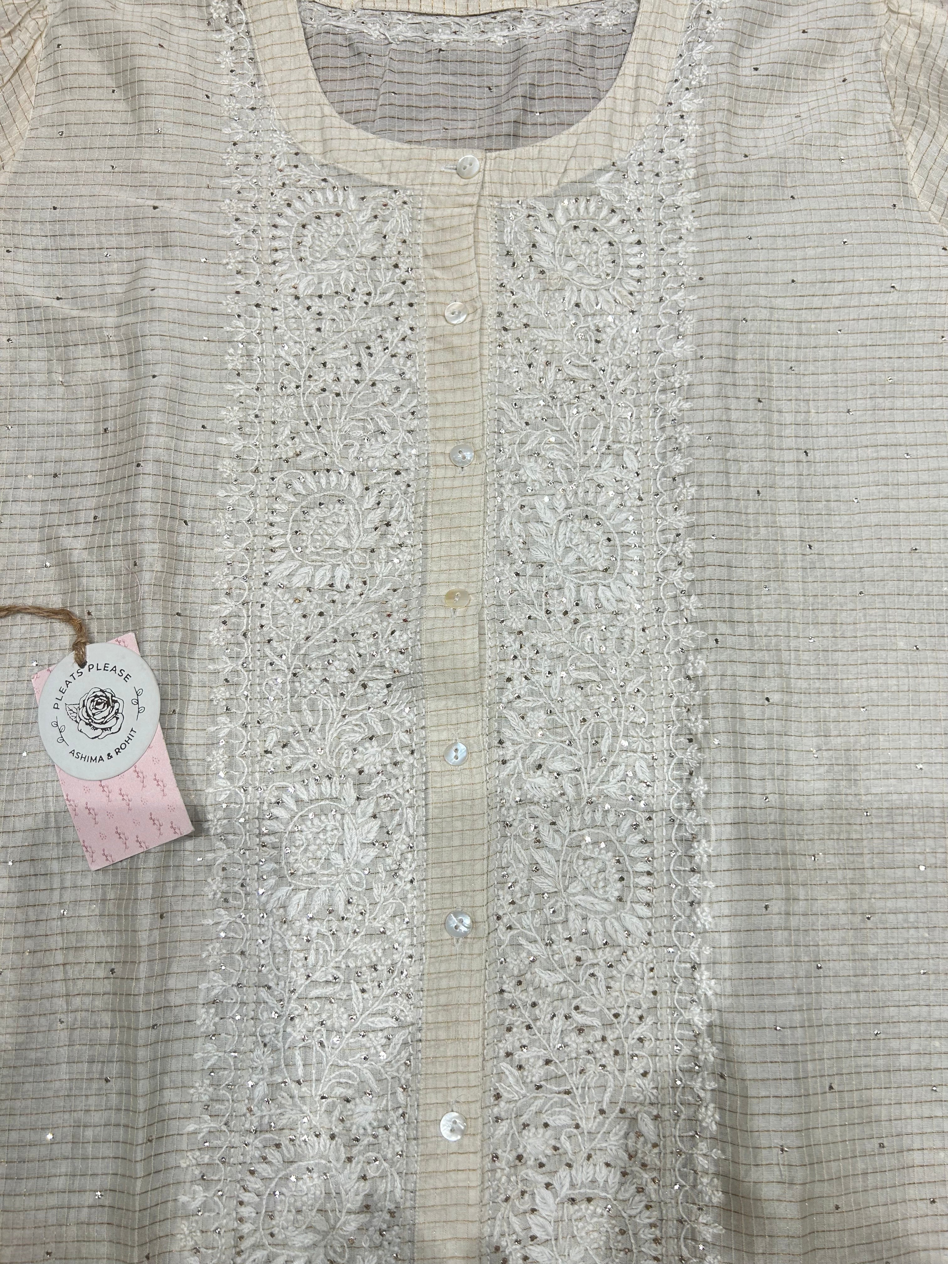 Dyeable Chanderi Silk Chikankari Co-ord set