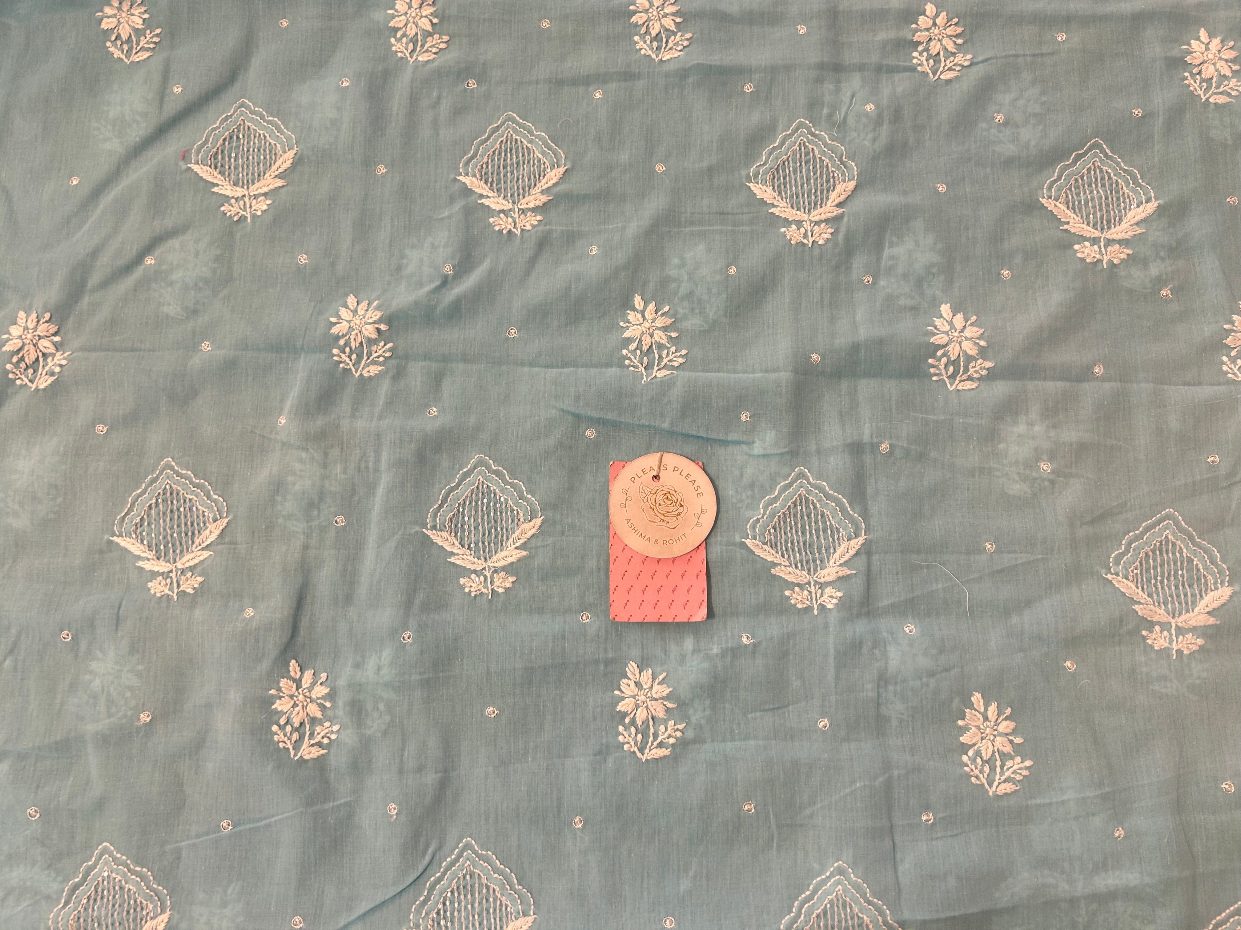 Ice Blue Mulmul Chikankari Kurta - Pleats PleaseChikankari