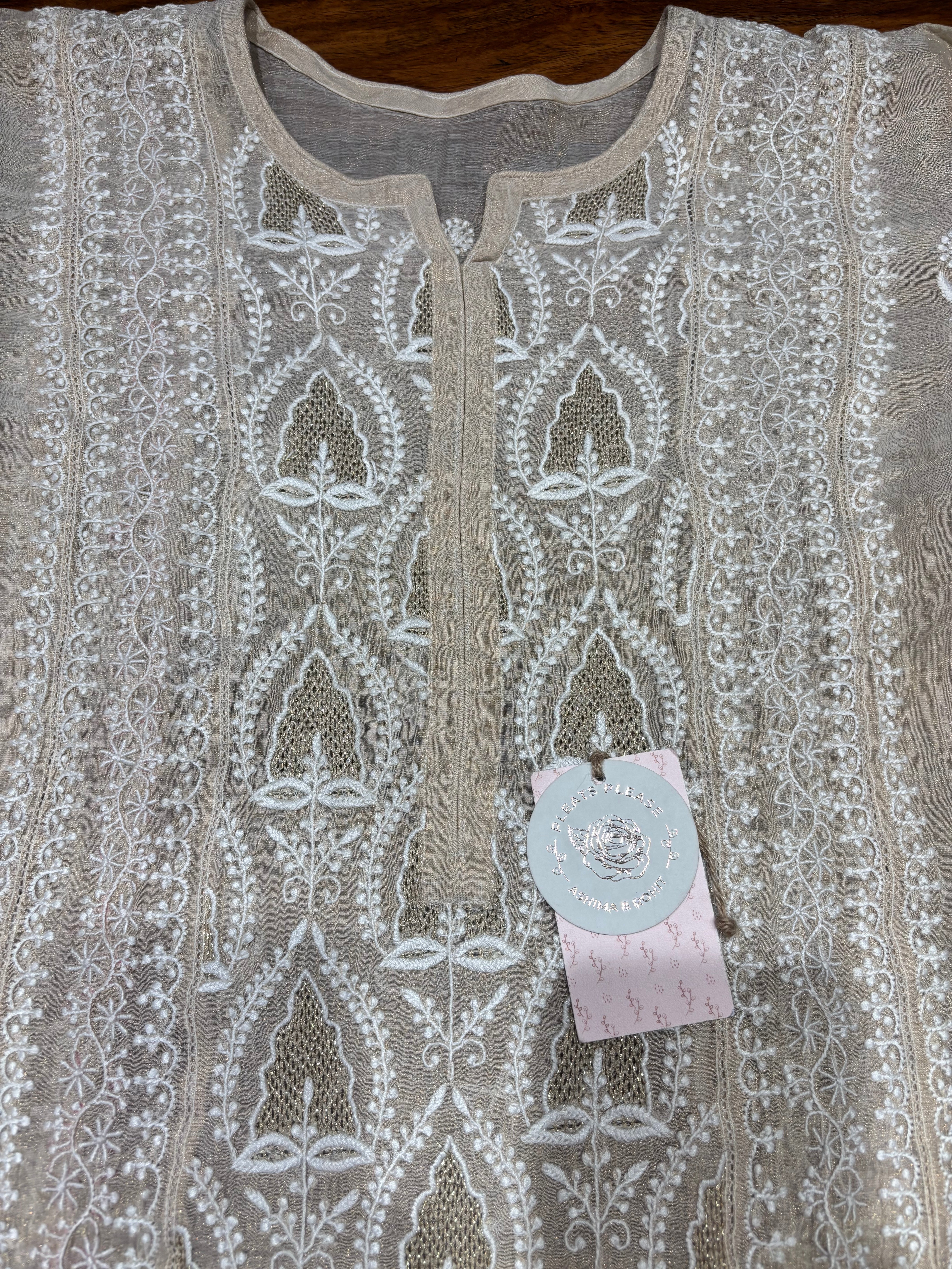 Dyeable Tissue Chikankari Kurta & Dupatta Set