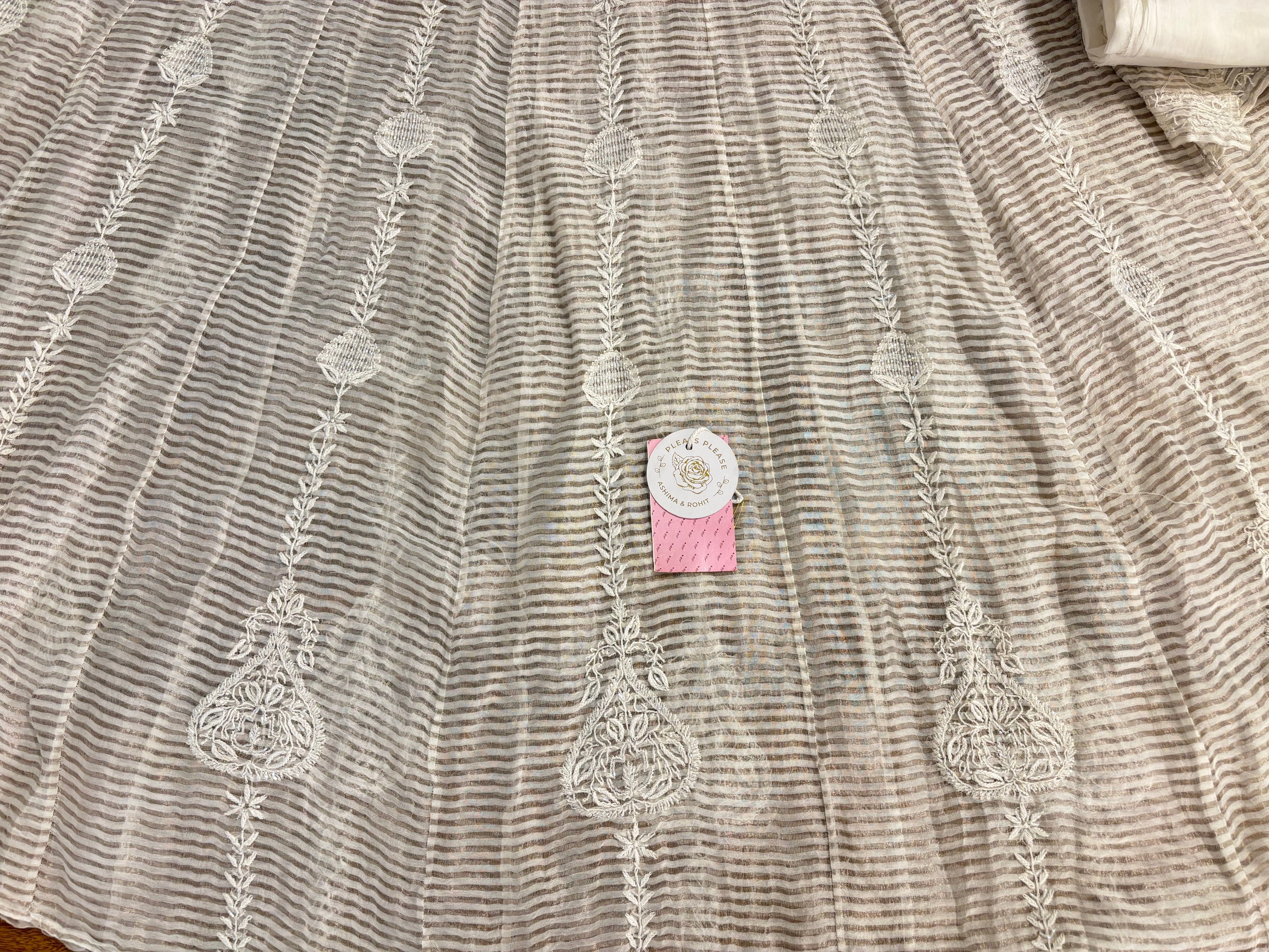 Dyeable Chanderi Chikankari Anarkali & Dupatta Set - Pleats PleaseChikankari